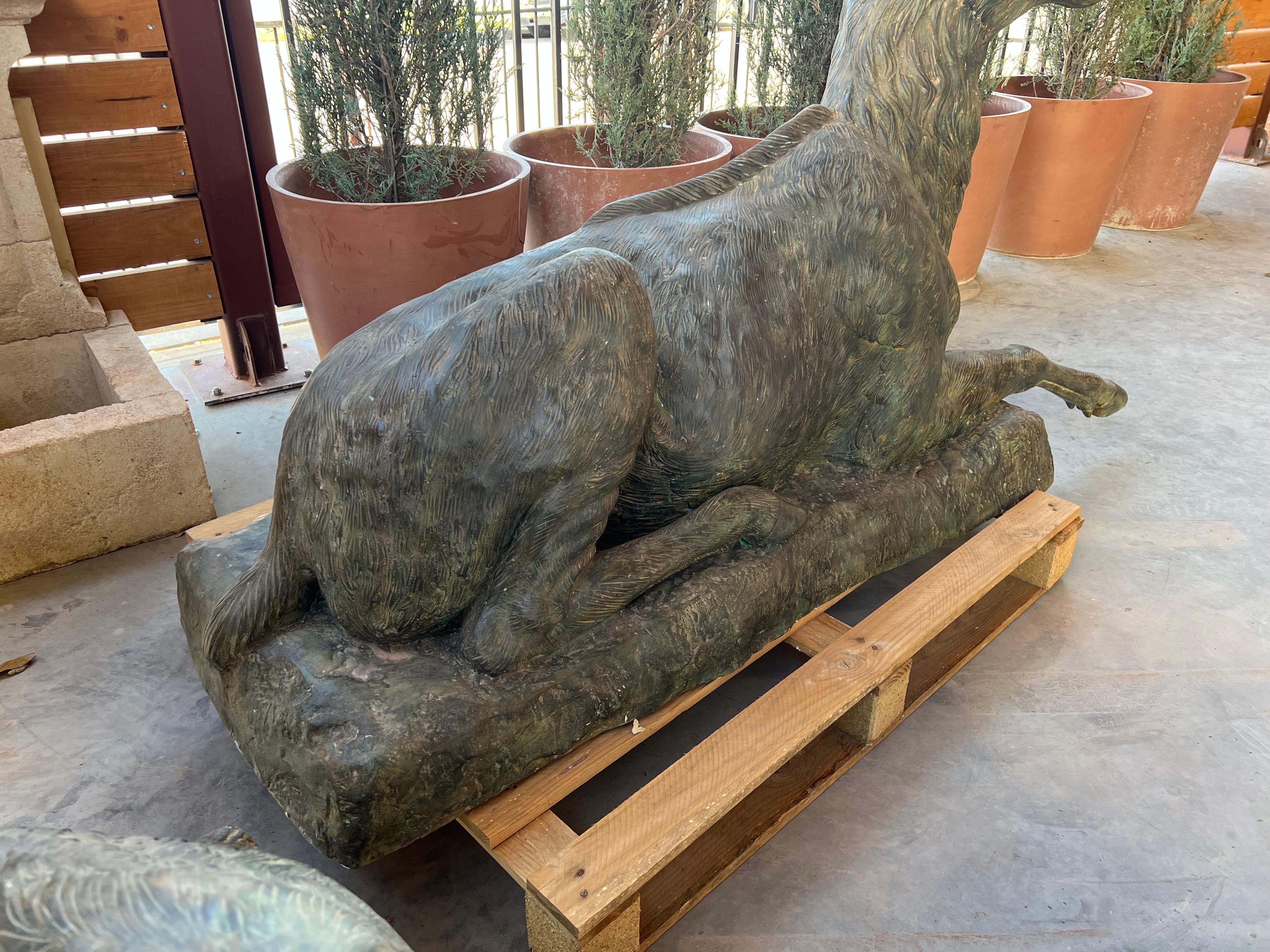 Monumental Pair of Bronze Verdigris Stag Statues 4