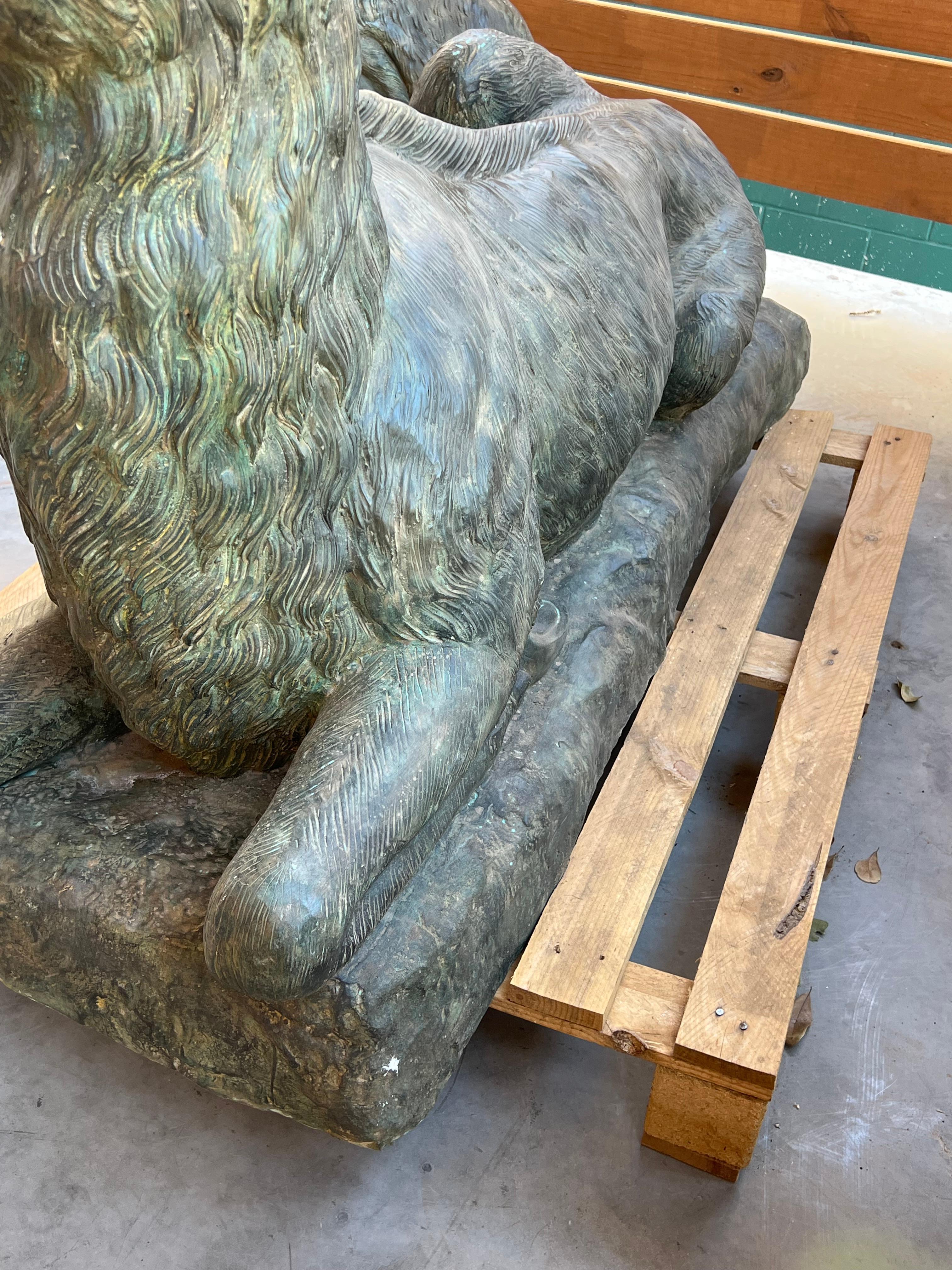 Monumental Pair of Bronze Verdigris Stag Statues 9