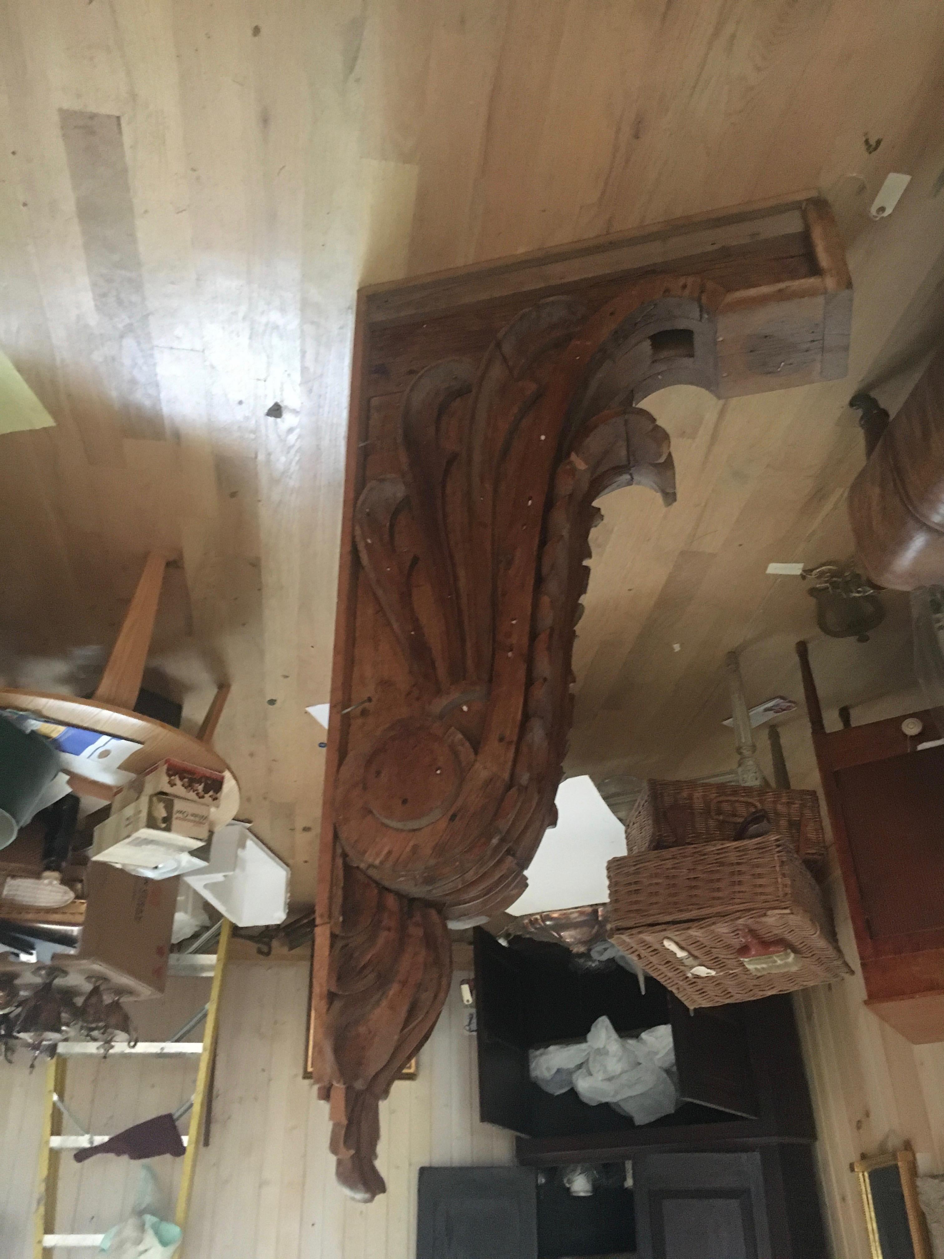 Adam Style Monumental Pair of Carved Pine Corbels For Sale