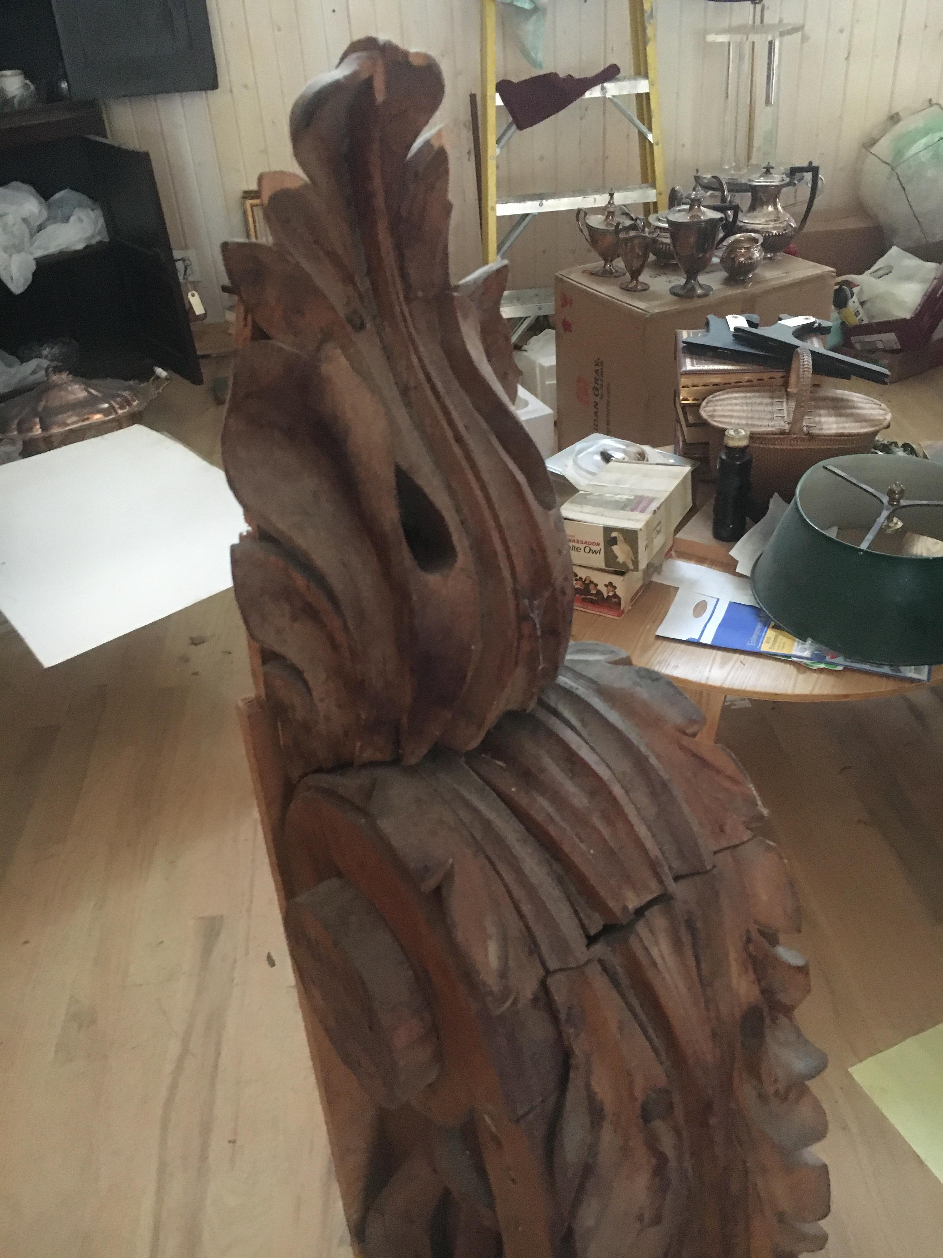 Monumental Pair of Carved Pine Corbels For Sale 2