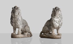 Monumental Pair of Cast Stone Lions