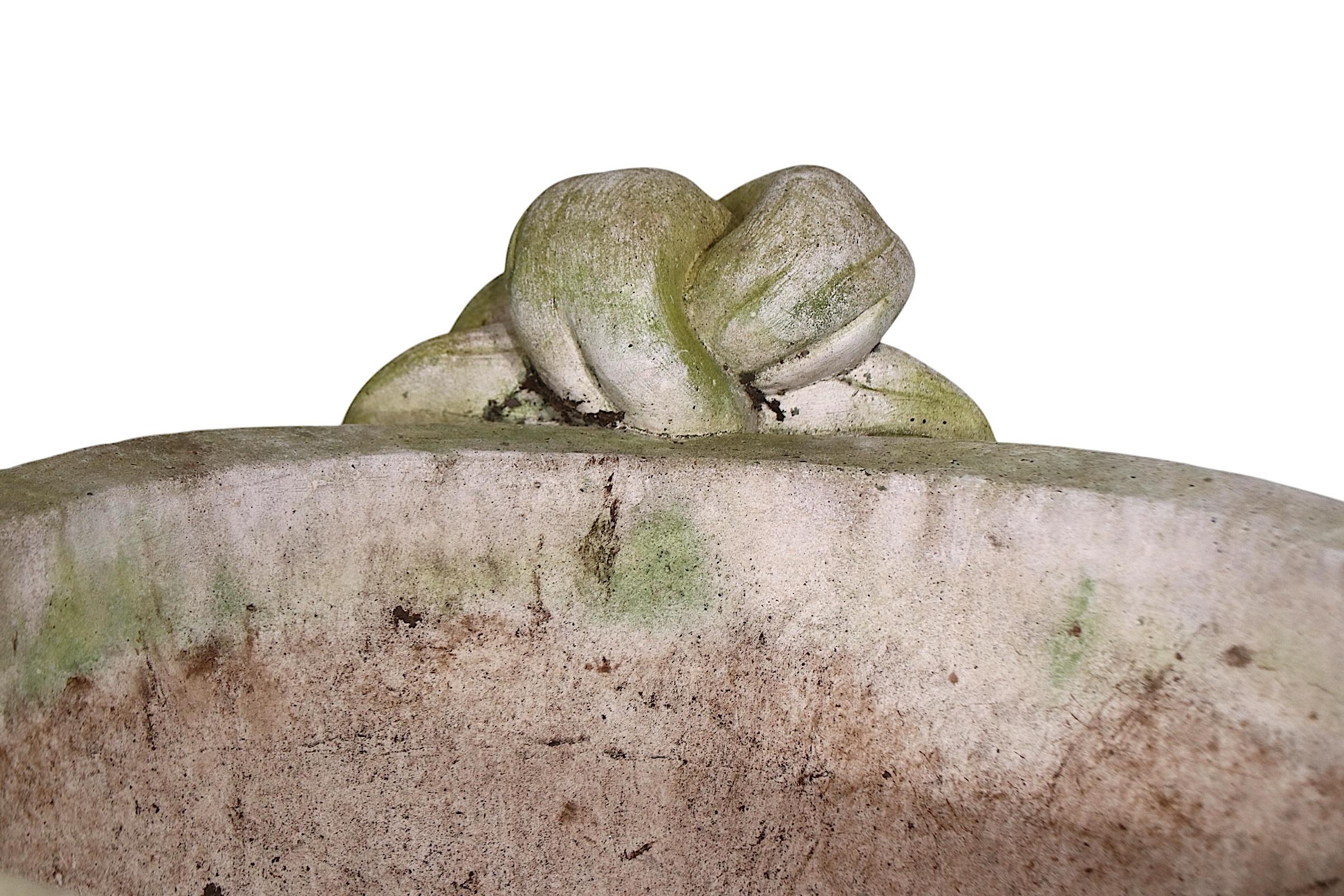 Neoclassical Revival Monumental Pair of Cast Stone Urn Form Planters with Flower and Swag Decoration For Sale