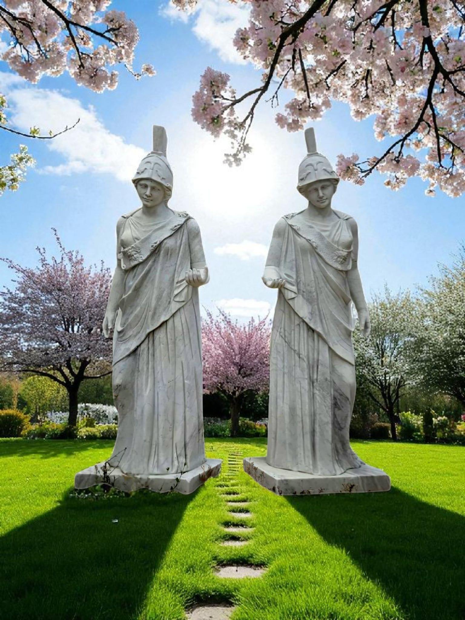 Monumental Pair of Classical Greek Marble Sculptures of Minerva, Italy, 1950s For Sale 6