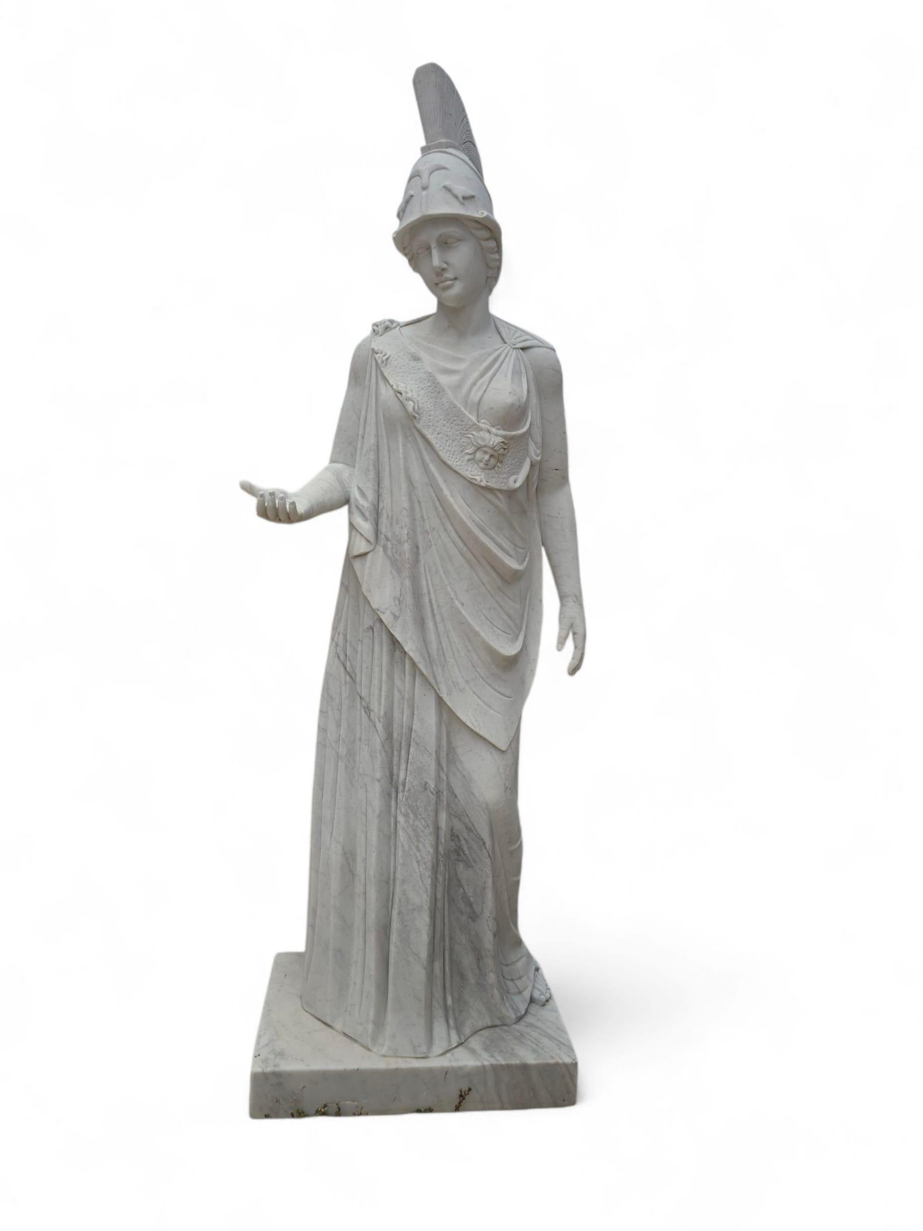 Monumental Pair of Classical Greek Marble Sculptures of Minerva, Italy, 1950s In Good Condition For Sale In Madrid, ES