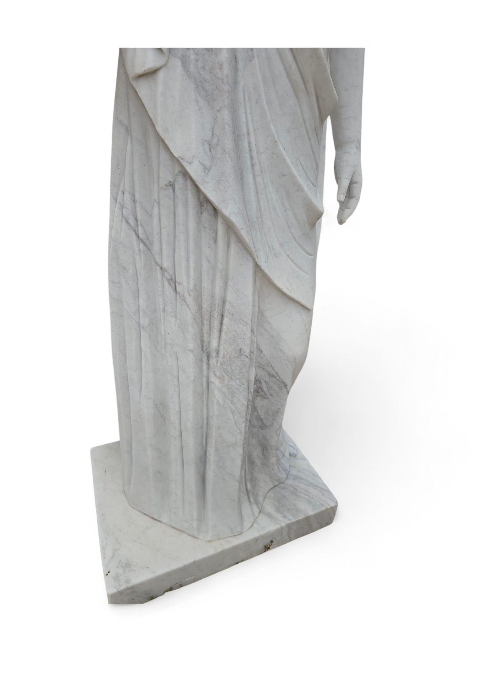 Monumental Pair of Classical Greek Marble Sculptures of Minerva, Italy, 1950s For Sale 1