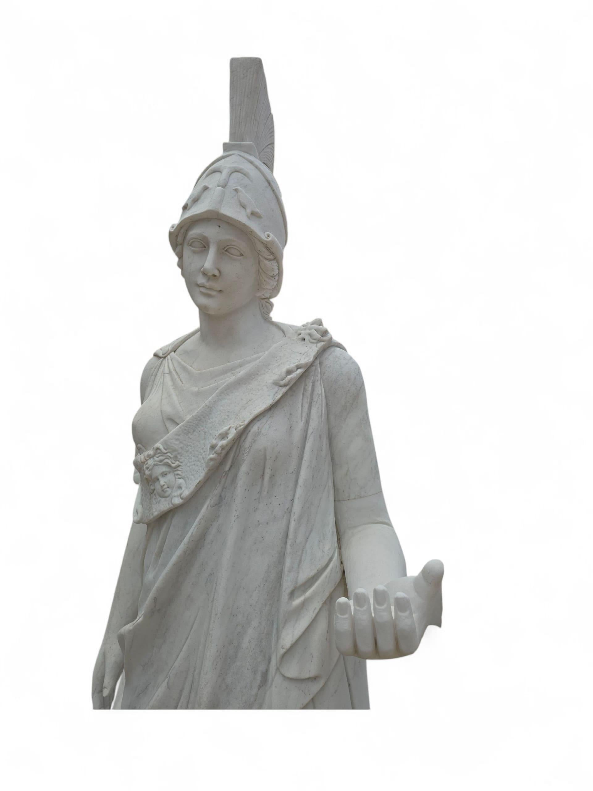 Monumental Pair of Classical Greek Marble Sculptures of Minerva, Italy, 1950s For Sale 2
