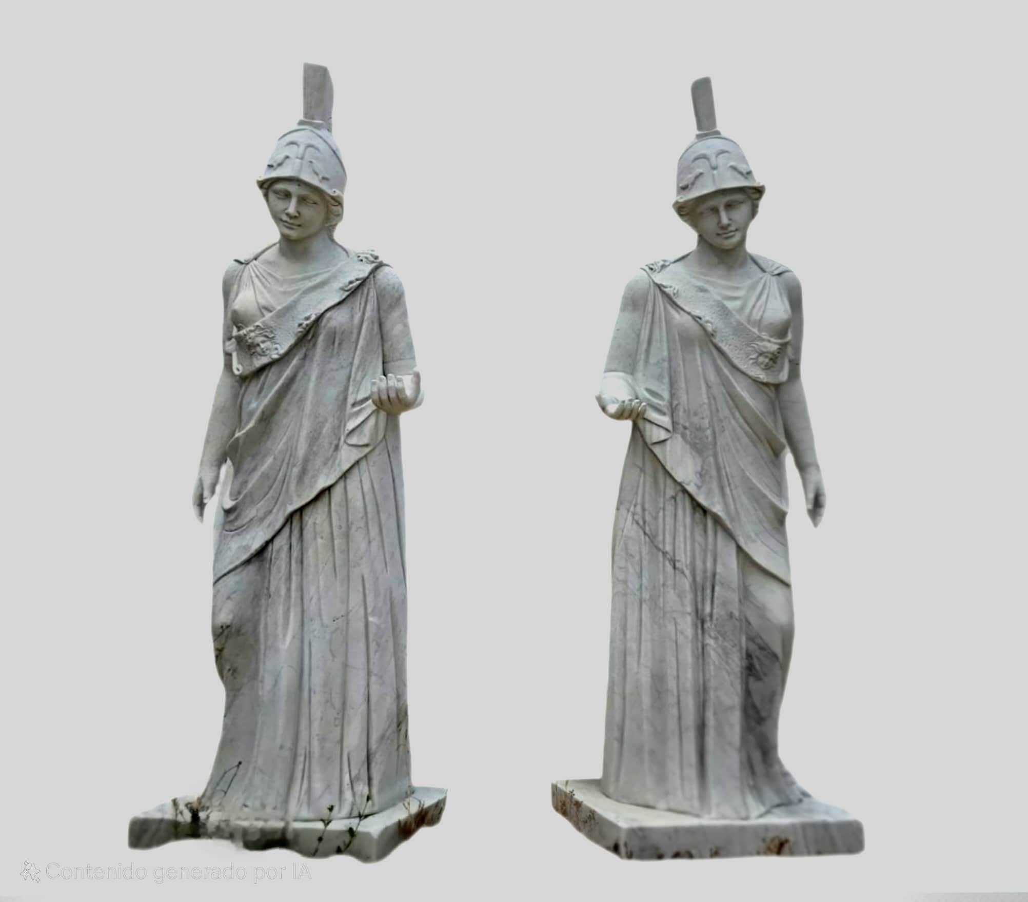 Monumental Pair of Classical Greek Marble Sculptures of Minerva, Italy, 1950s For Sale 5