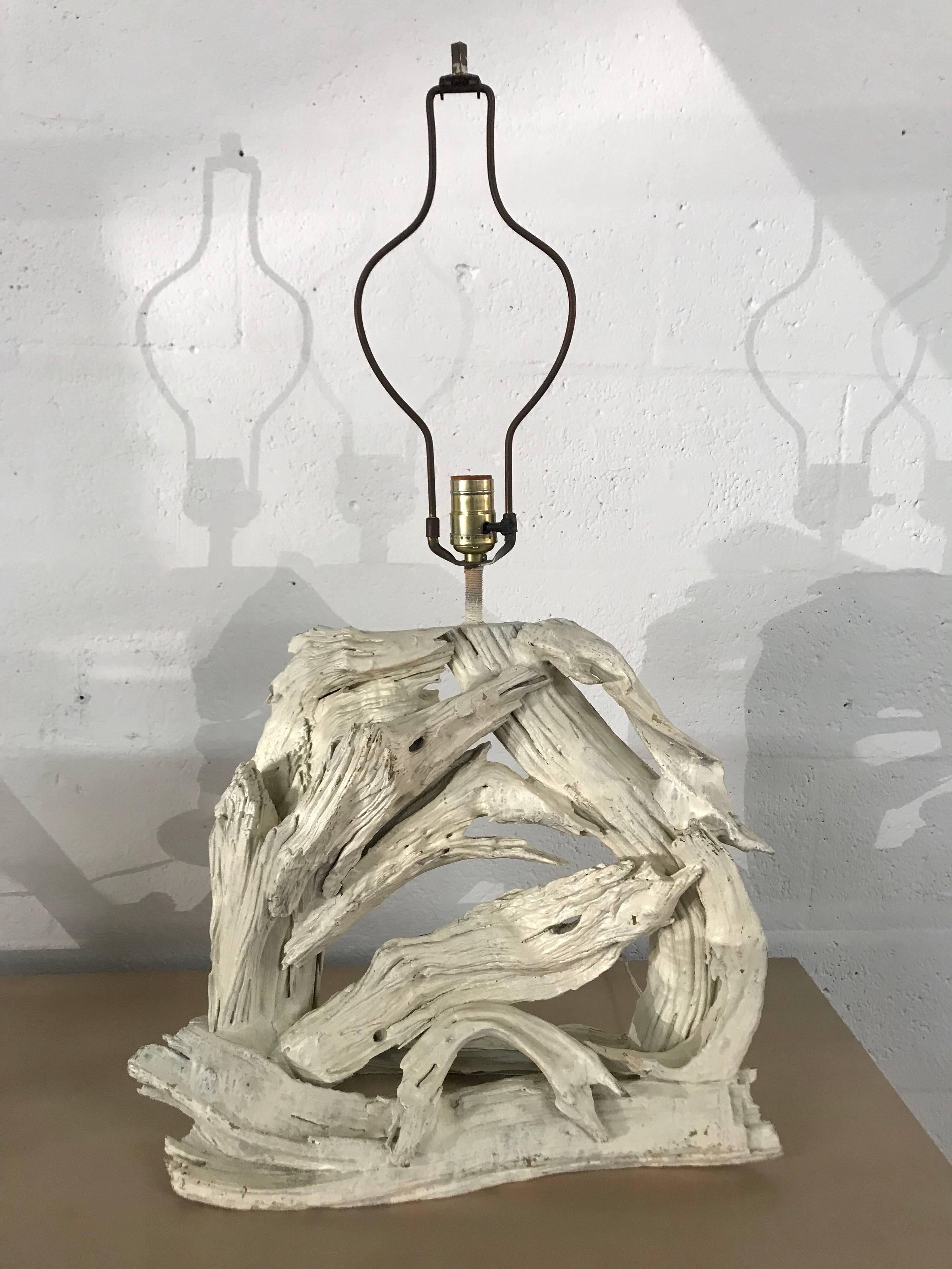 20th Century Monumental Pair of Driftwood Lamps