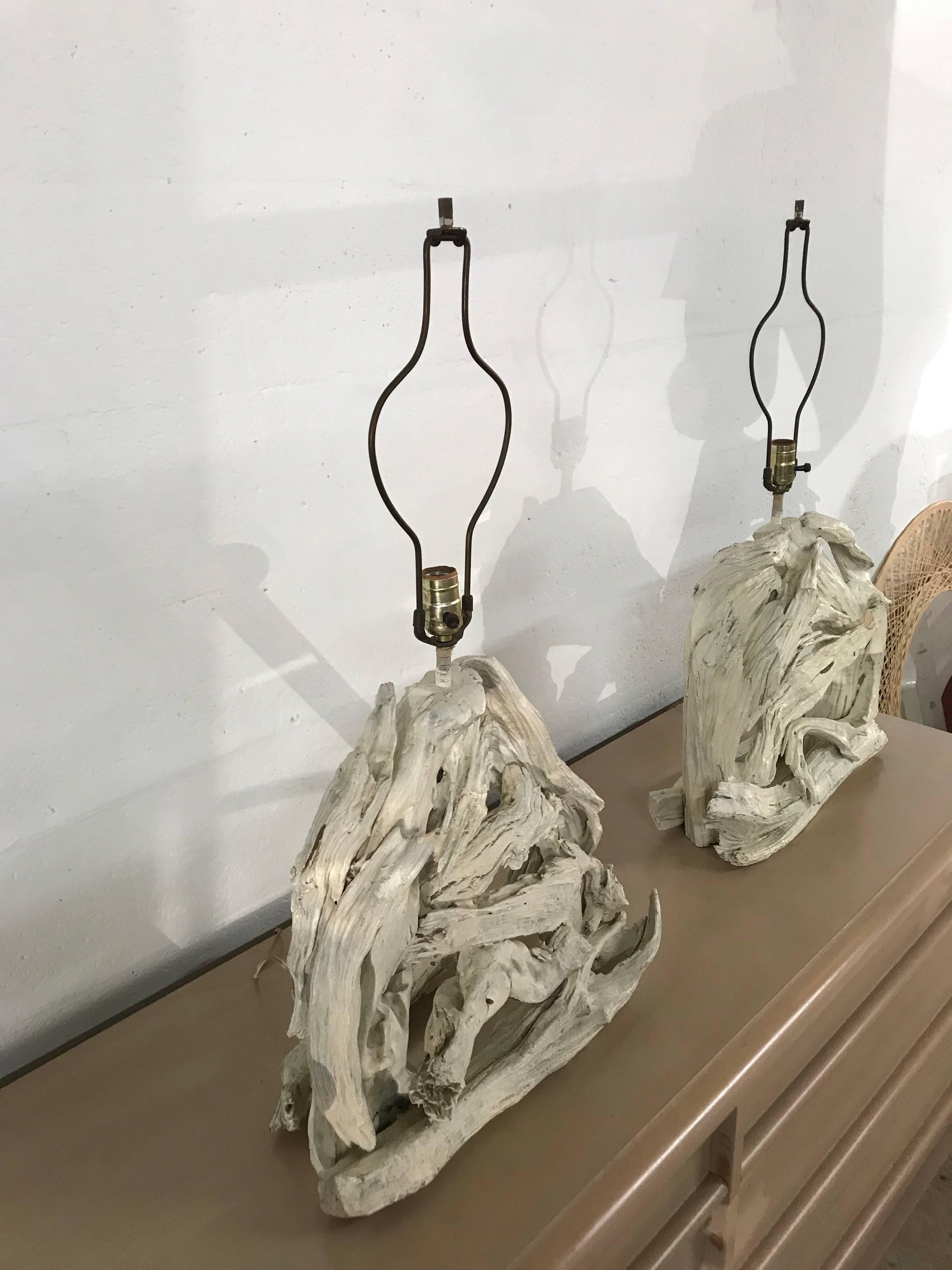 Monumental Pair of Driftwood Lamps 3