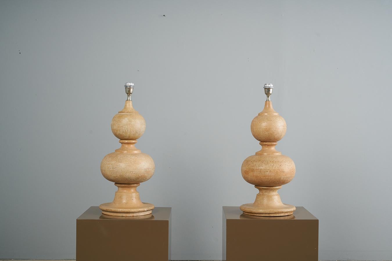 20th Century Monumental Pair of Earthenware Italian Ceramic Lamps by Ugo Zaccagnini  For Sale