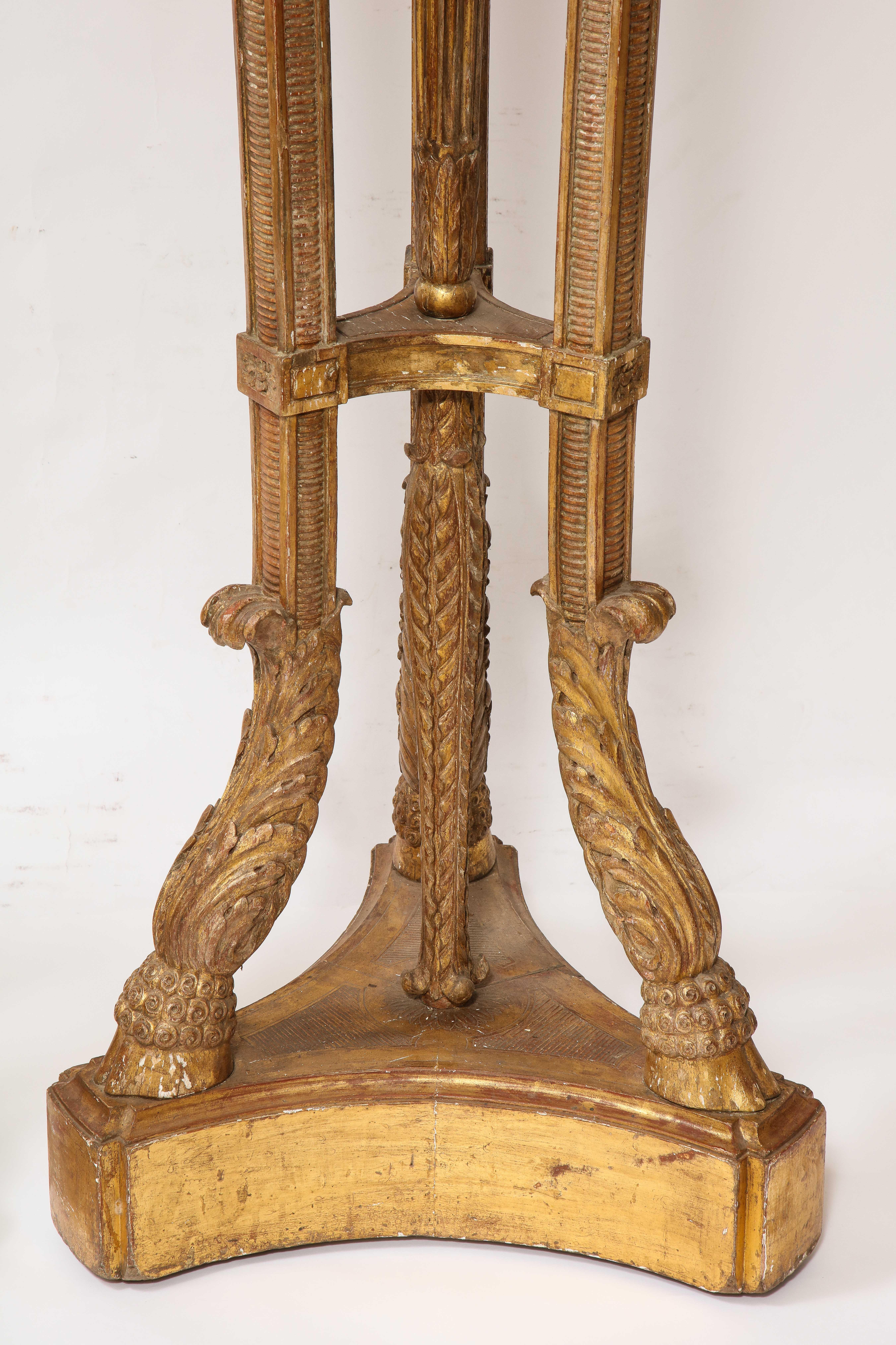 Monumental Pair of English Giltwood Torcheres w/ Rams Heads, Laurels, & Swags For Sale 5