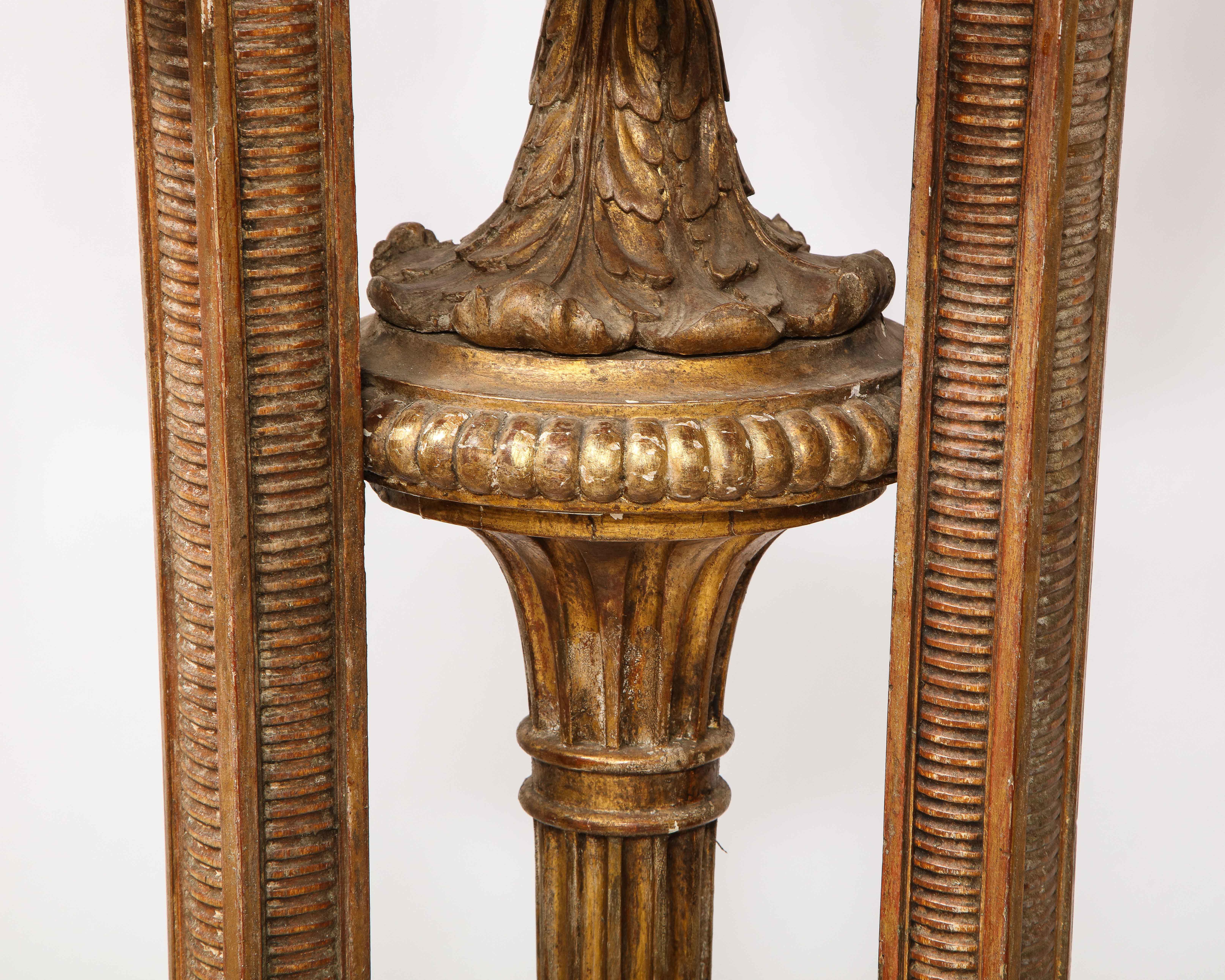 Monumental Pair of English Giltwood Torcheres w/ Rams Heads, Laurels, & Swags For Sale 6