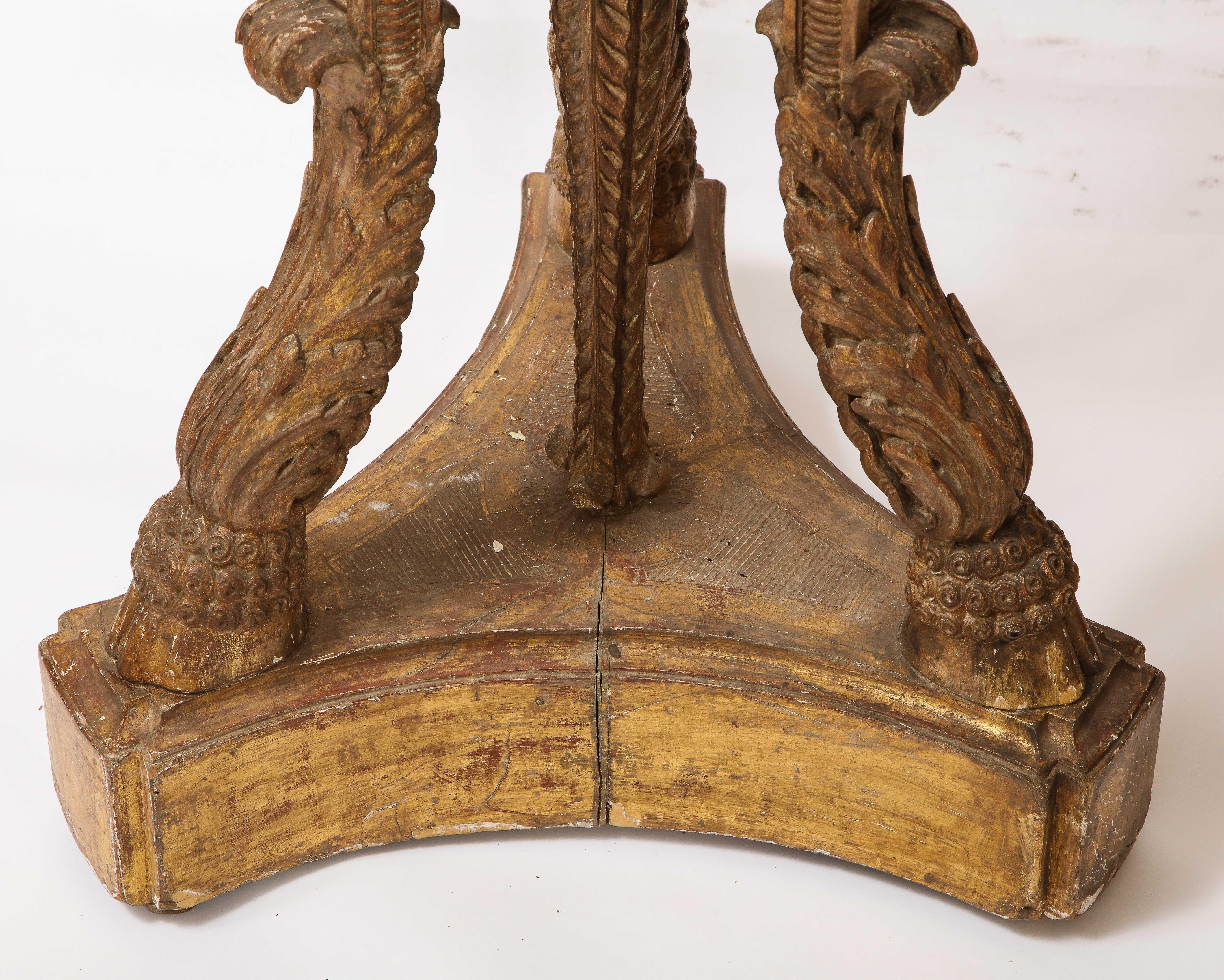 Monumental Pair of English Giltwood Torcheres w/ Rams Heads, Laurels, & Swags For Sale 7