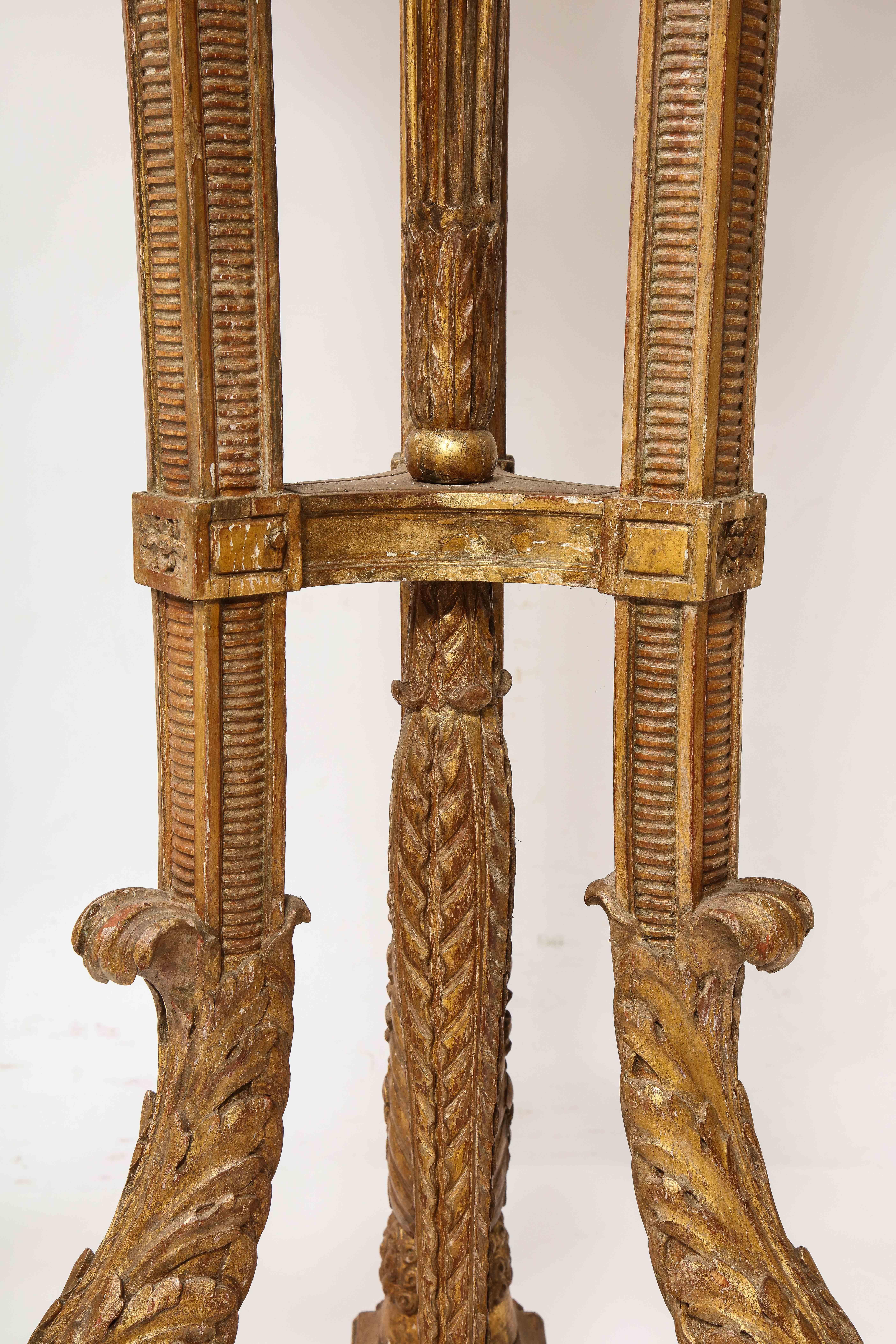 Monumental Pair of English Giltwood Torcheres w/ Rams Heads, Laurels, & Swags For Sale 10