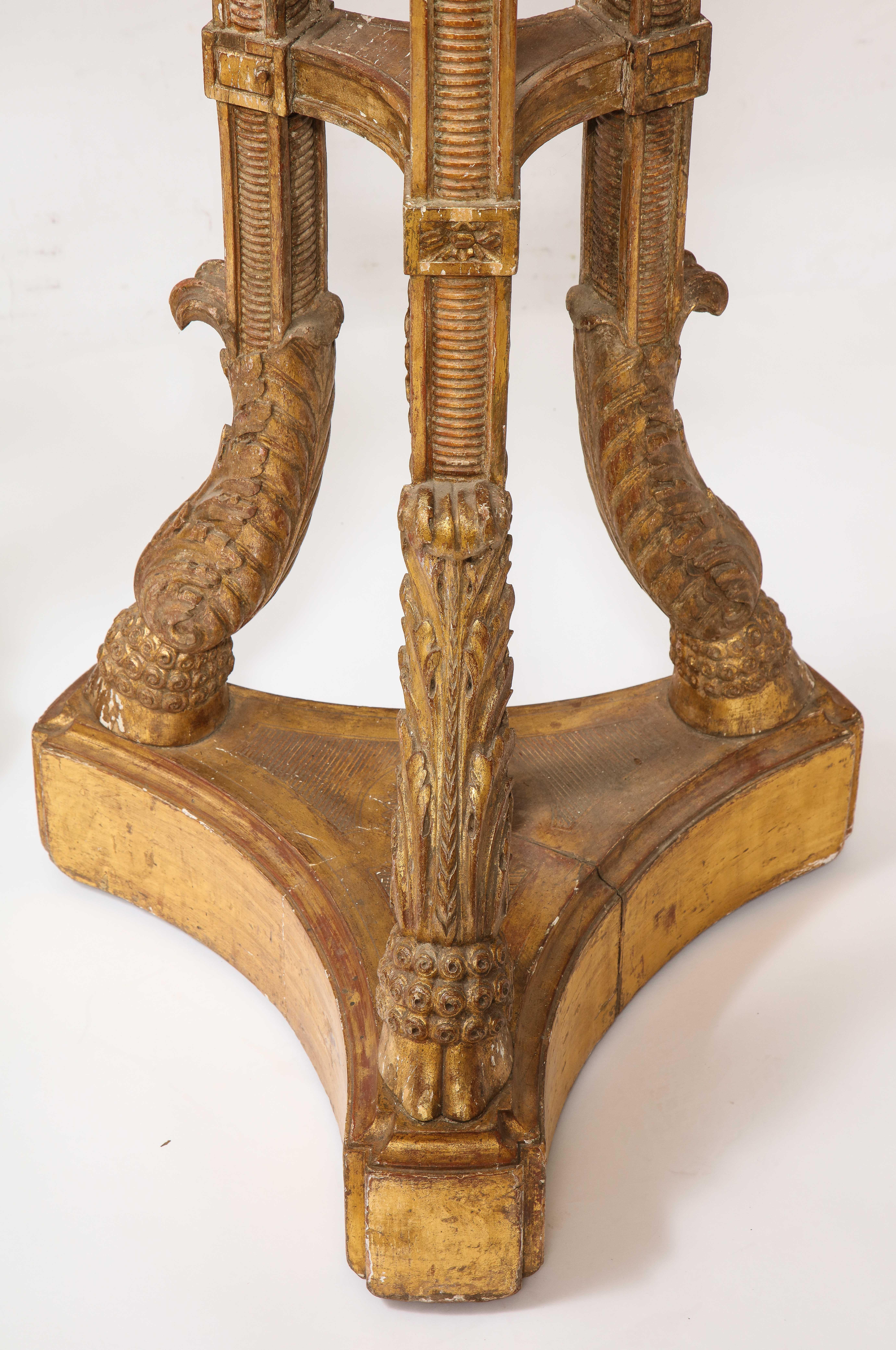 Monumental Pair of English Giltwood Torcheres w/ Rams Heads, Laurels, & Swags For Sale 11