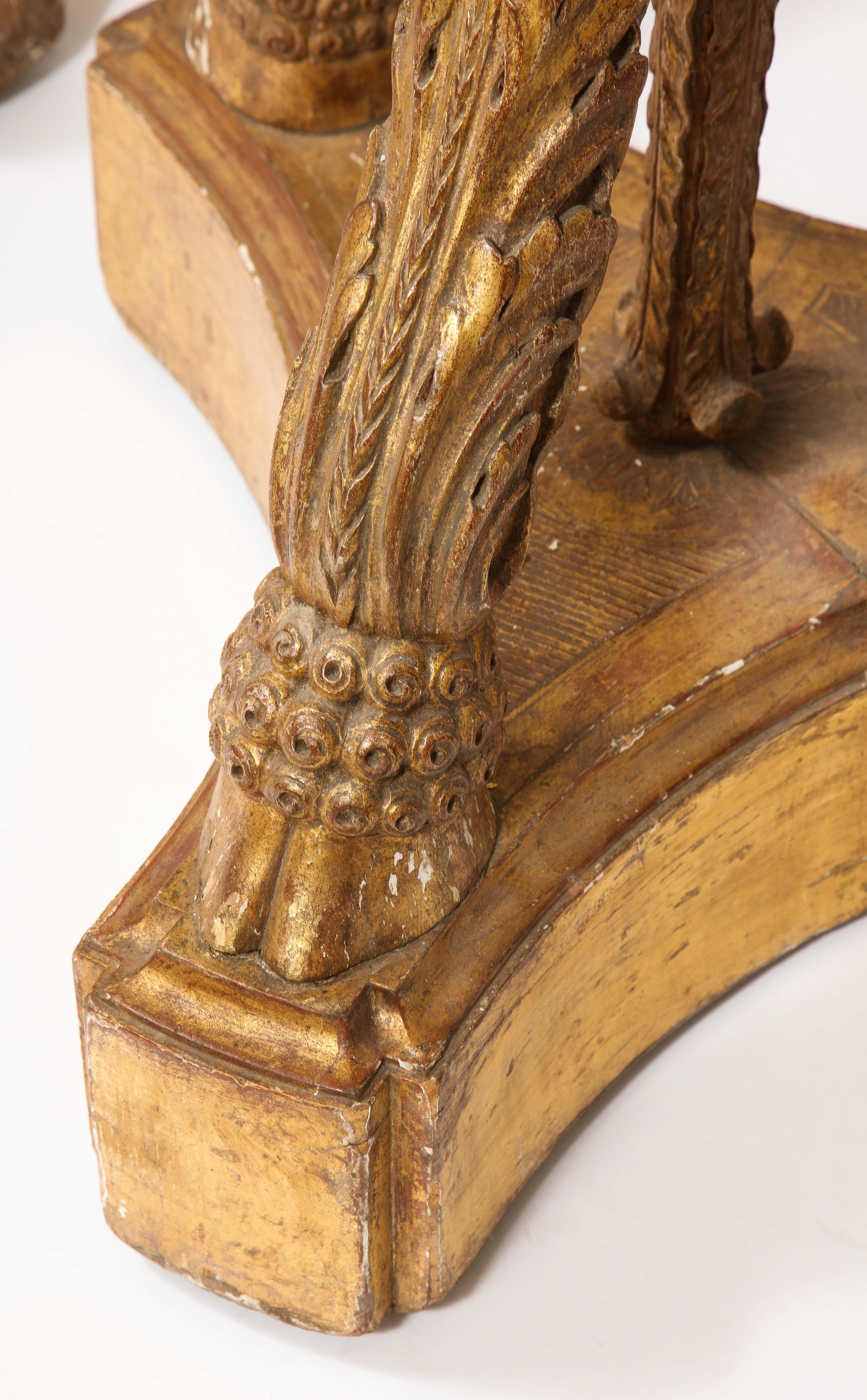 Monumental Pair of English Giltwood Torcheres w/ Rams Heads, Laurels, & Swags For Sale 12