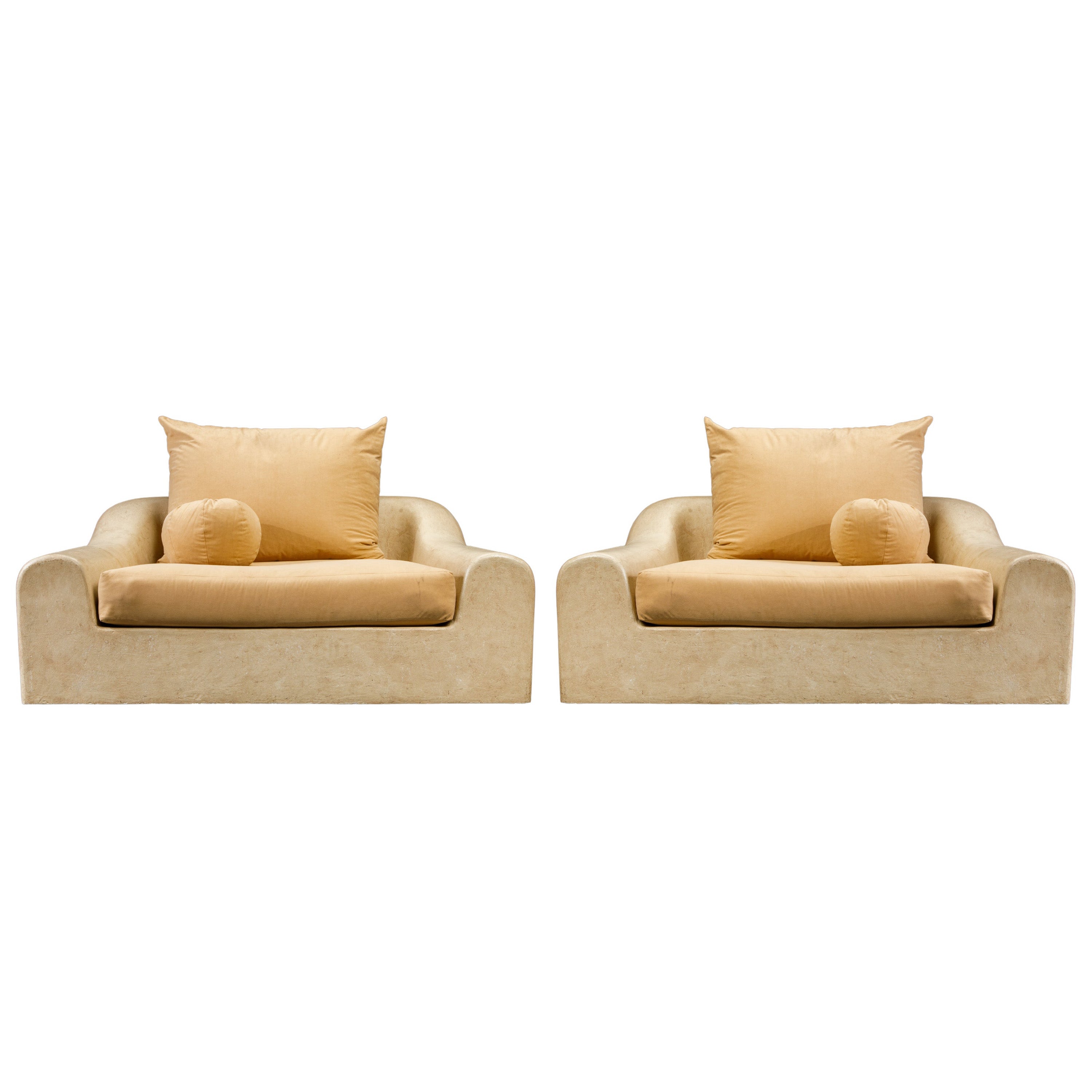 Monumental Pair of Fiberglass 'Jennifer' Lounge Chairs by Michael Taylor, 1970s