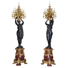 Antique Monumental Figural Torchères