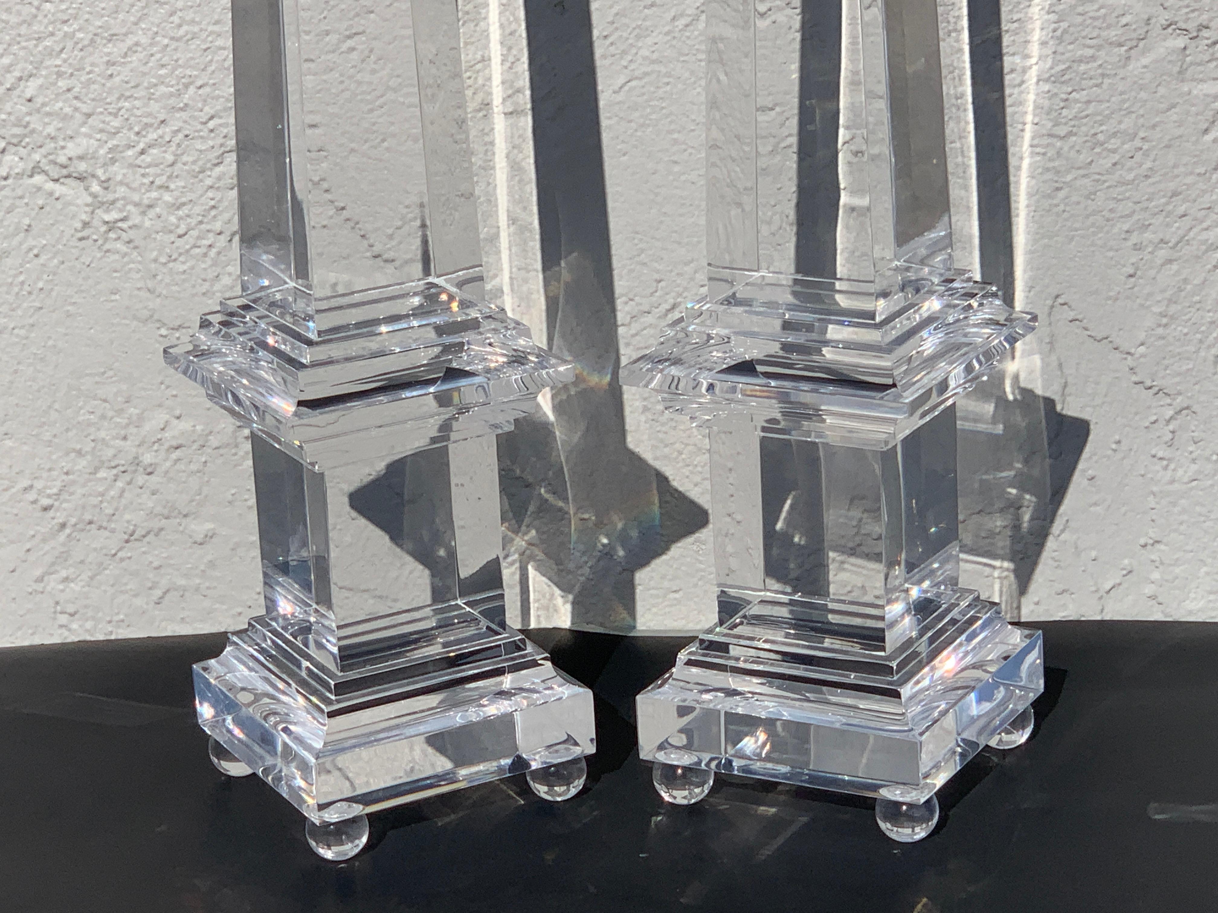 Monumental Pair of Footed Lucite Obelisks 4