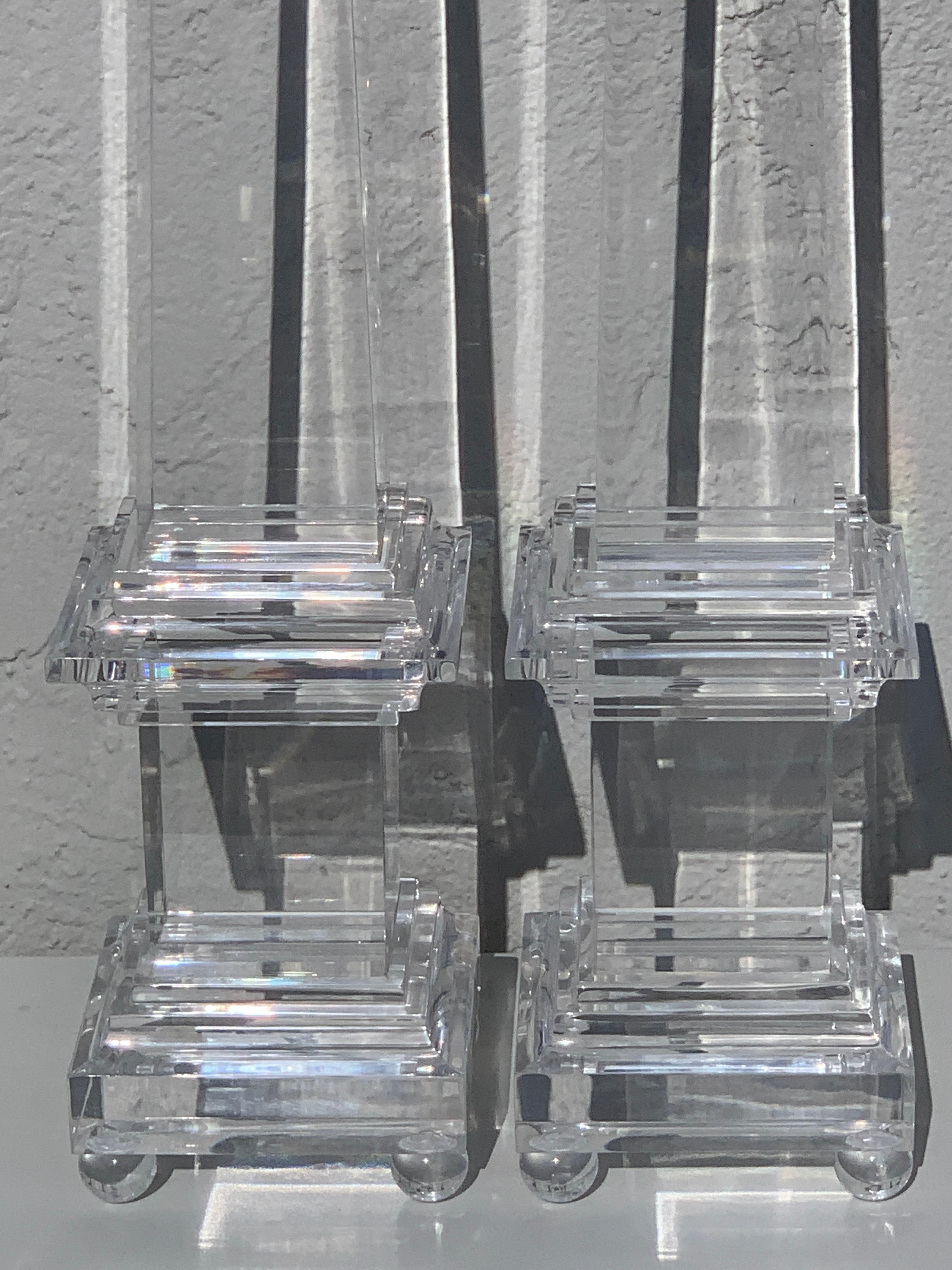 Monumental Pair of Footed Lucite Obelisks 6