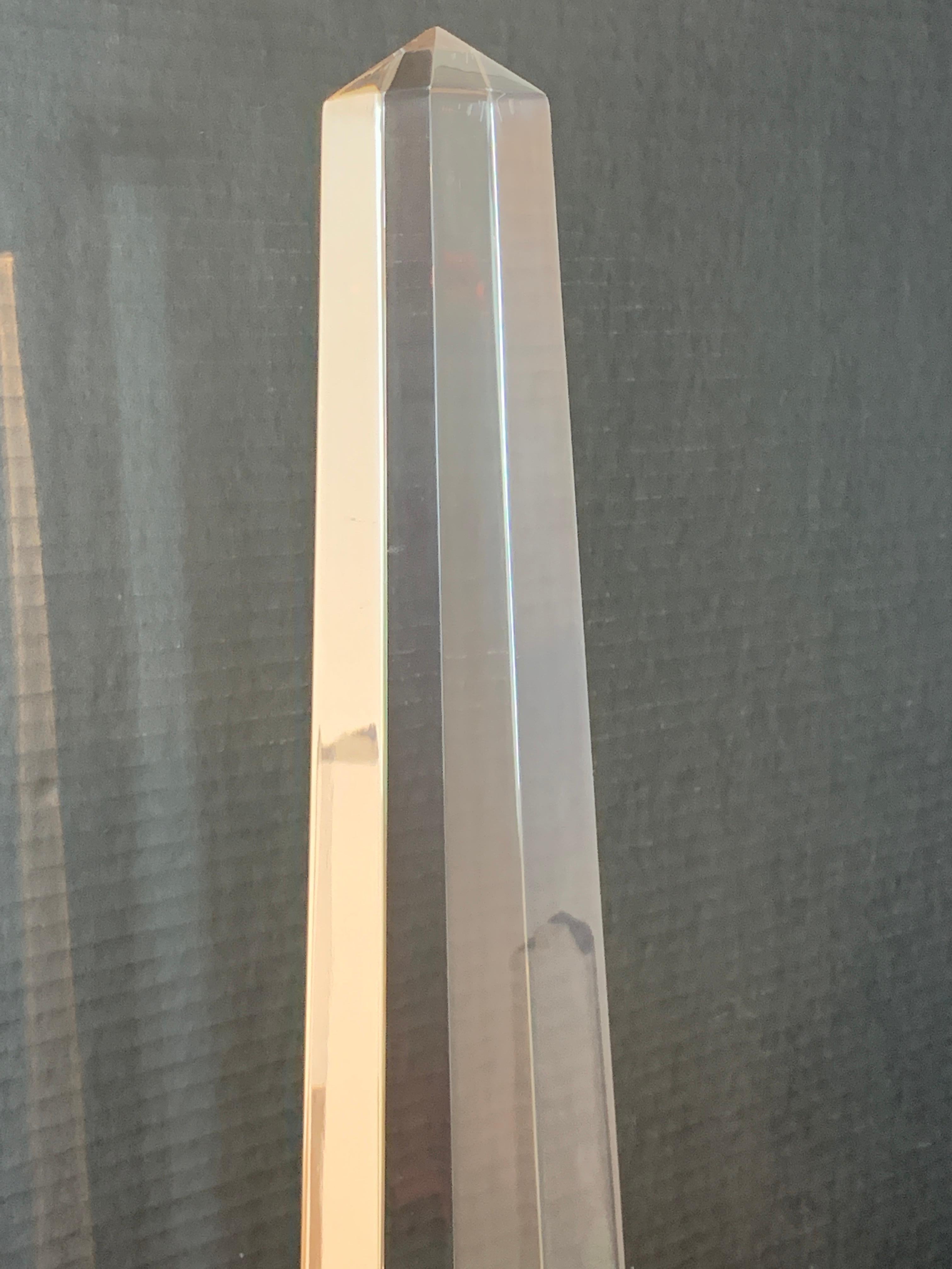 Mid-Century Modern Monumental Pair of Footed Lucite Obelisks