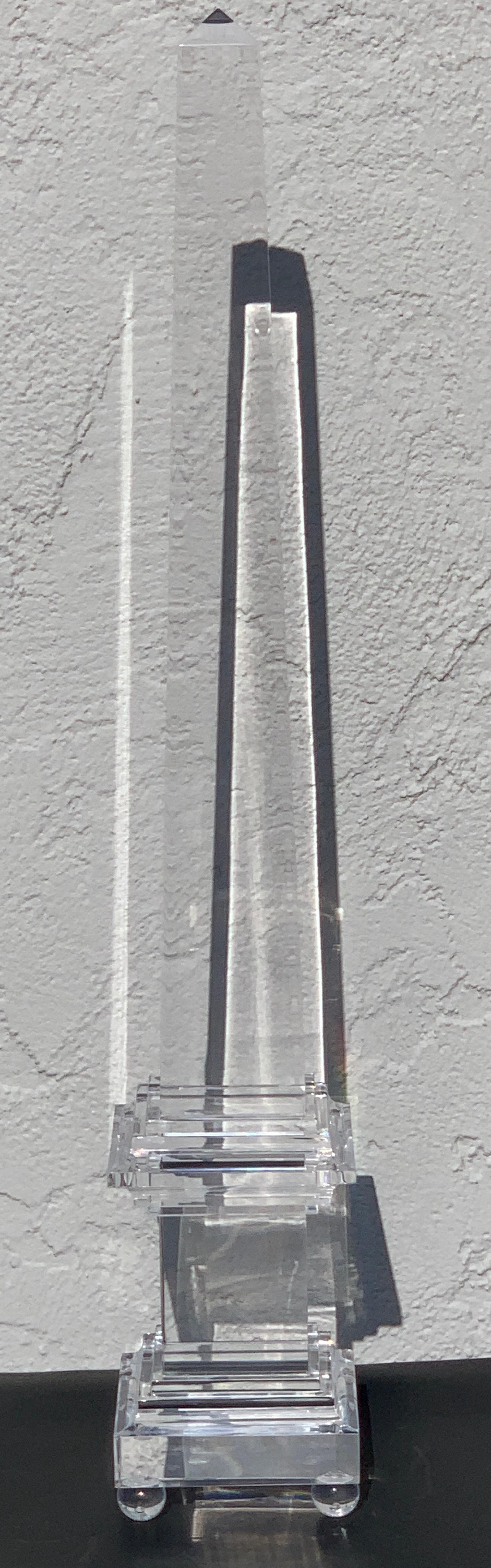 Monumental Pair of Footed Lucite Obelisks 2