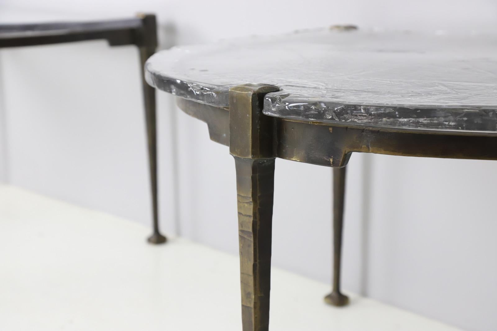 Late 20th Century Monumental Pair of Forged Bronze Side Tables by Lothar Klute, 1991