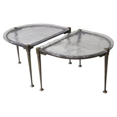 Monumental Pair of Forged Bronze Side Tables by Lothar Klute, 1991