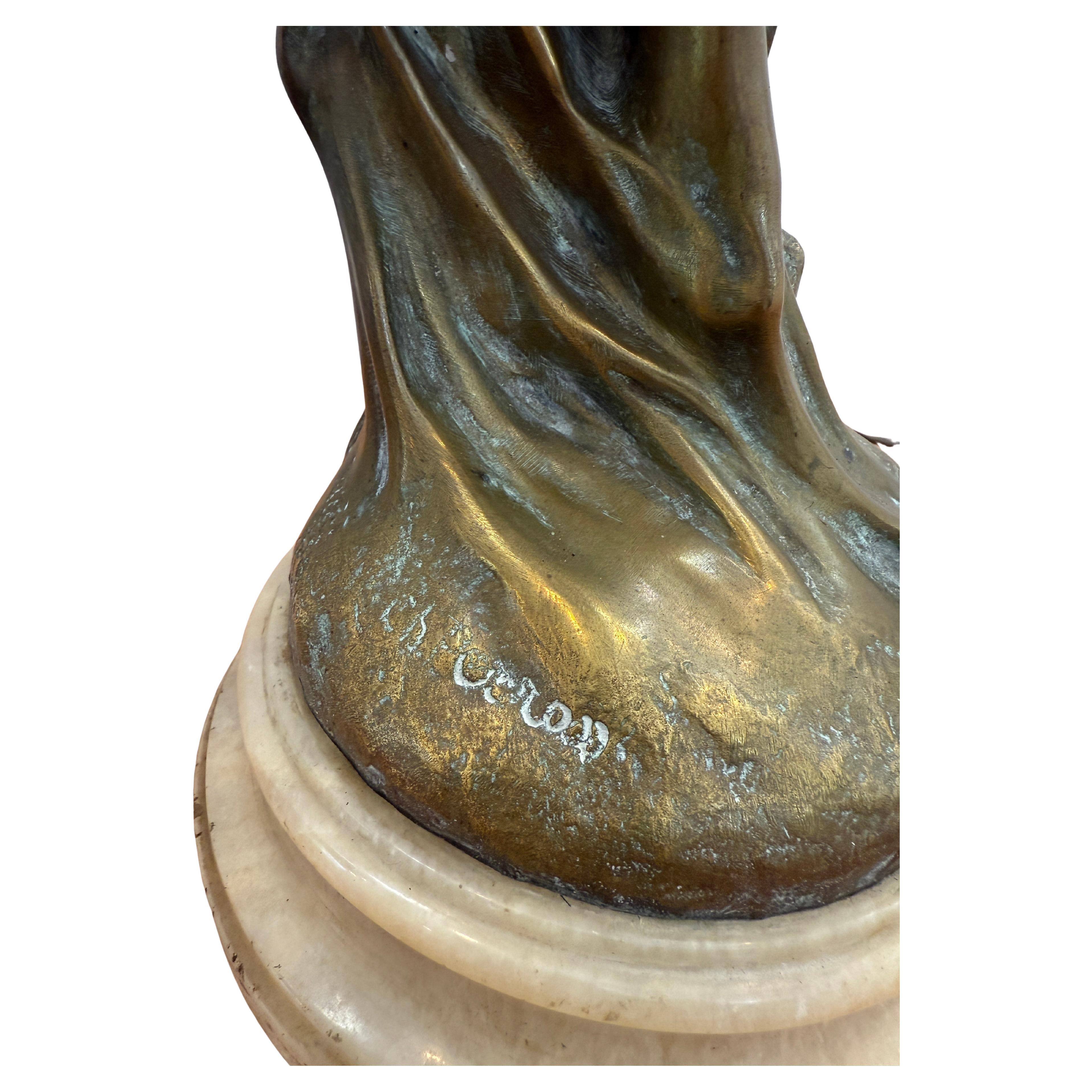 Monumentales Paar französischer Jugendstil-Figurenlampen, CIRCA 1900 im Angebot 2