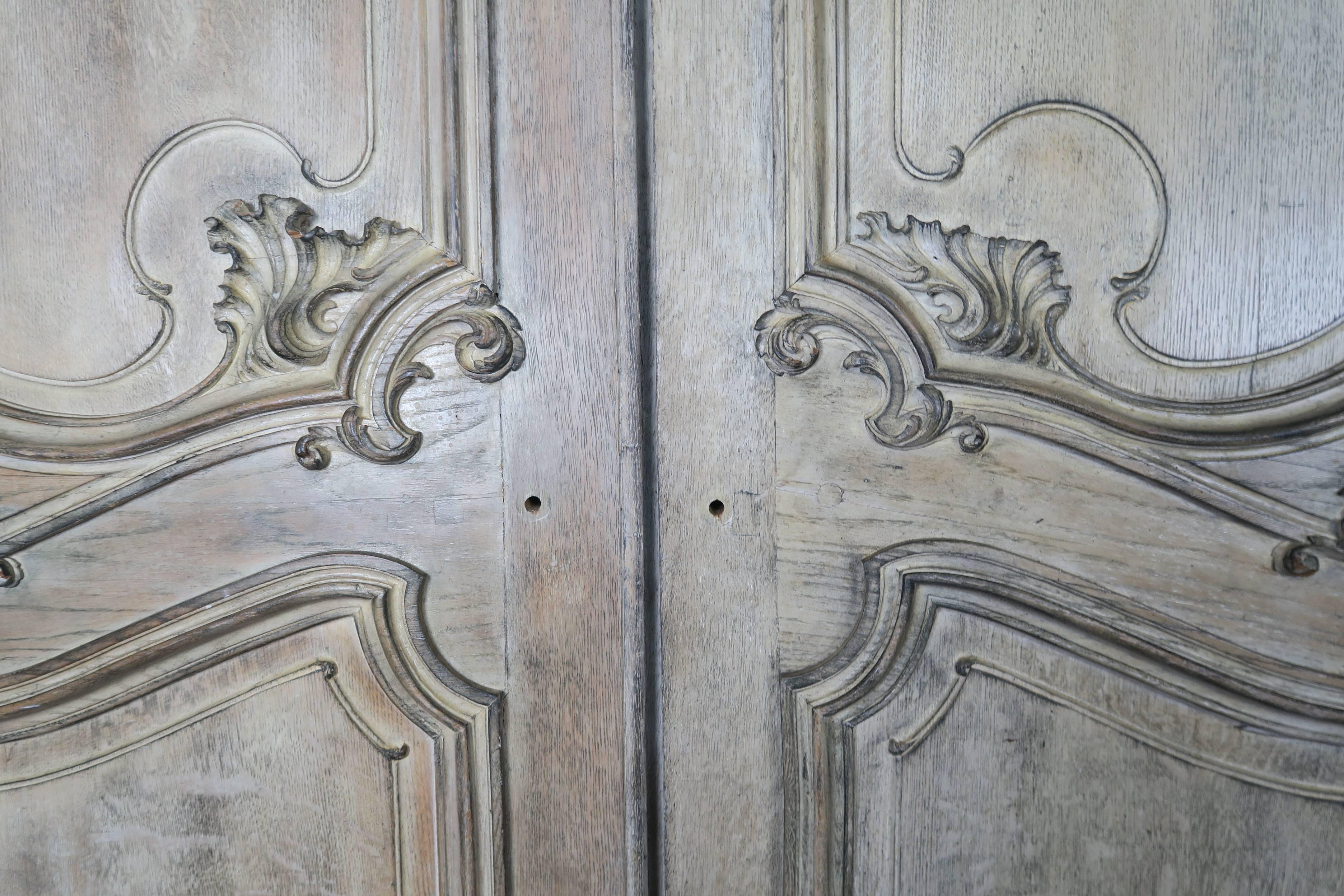 20th Century Monumental Pair of French Carved Painted Doors, circa 1900s