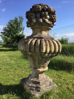 Monumental Pair of French Louis XIV Style Stone Urns, 20th Century France