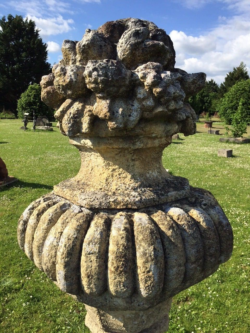 Monumental Pair of French Louis XIV Style Stone Urns, 20th Century France In Good Condition For Sale In LOS ANGELES, CA