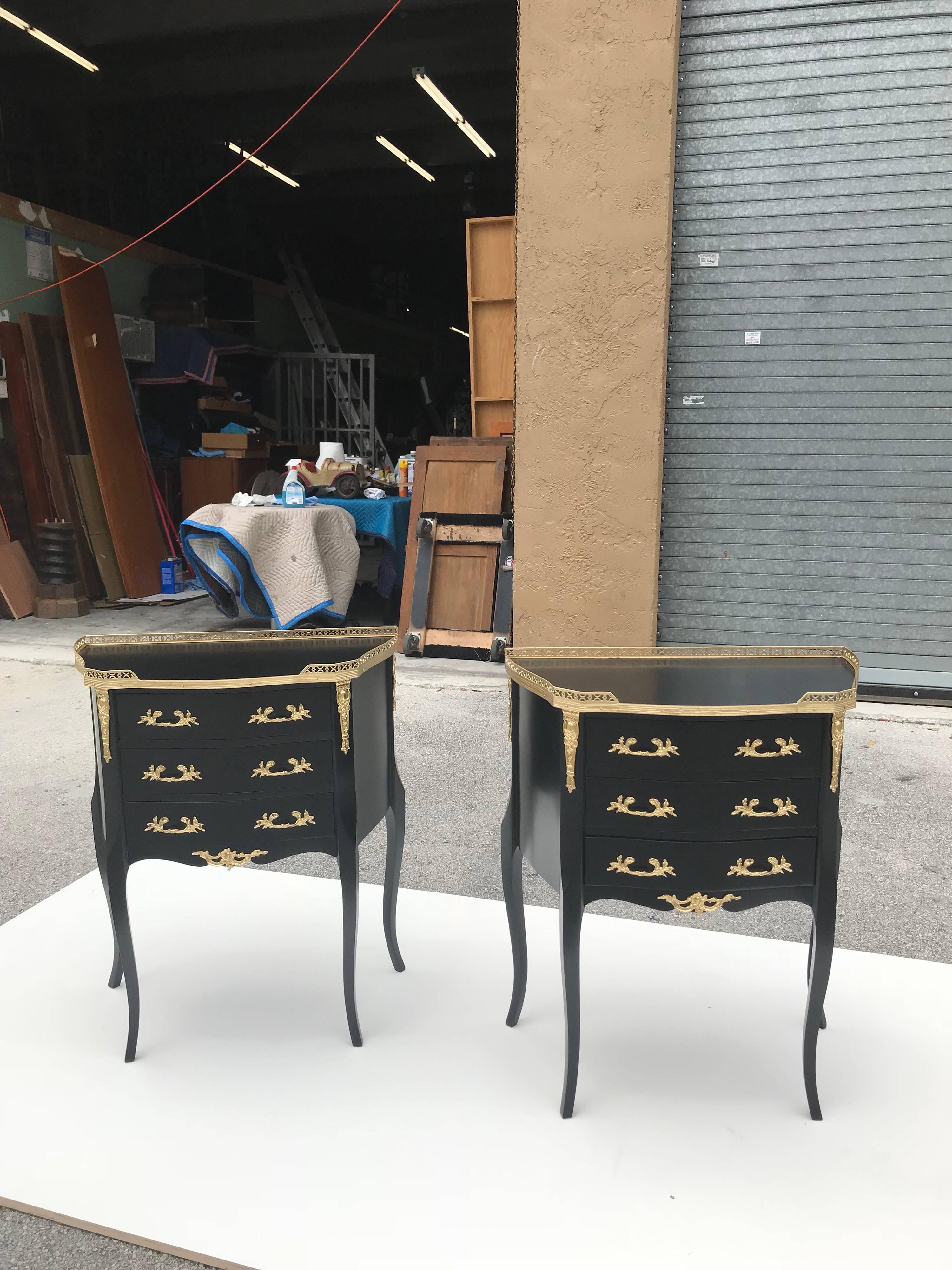 Monumental Pair of French Louis XVI Ebonized Nightstands by Maison Jansen 6