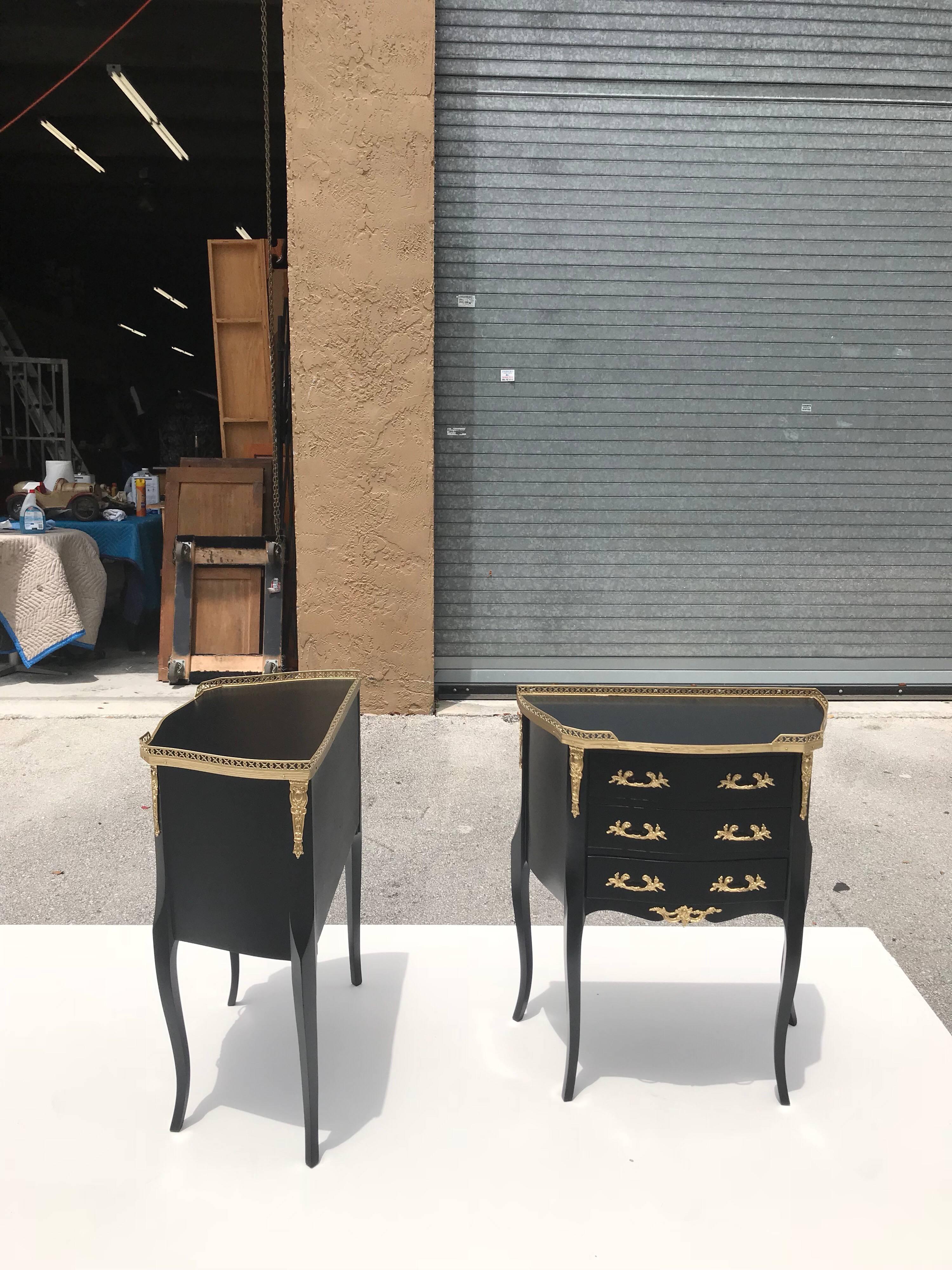 Monumental Pair of French Louis XVI Ebonized Nightstands by Maison Jansen 7