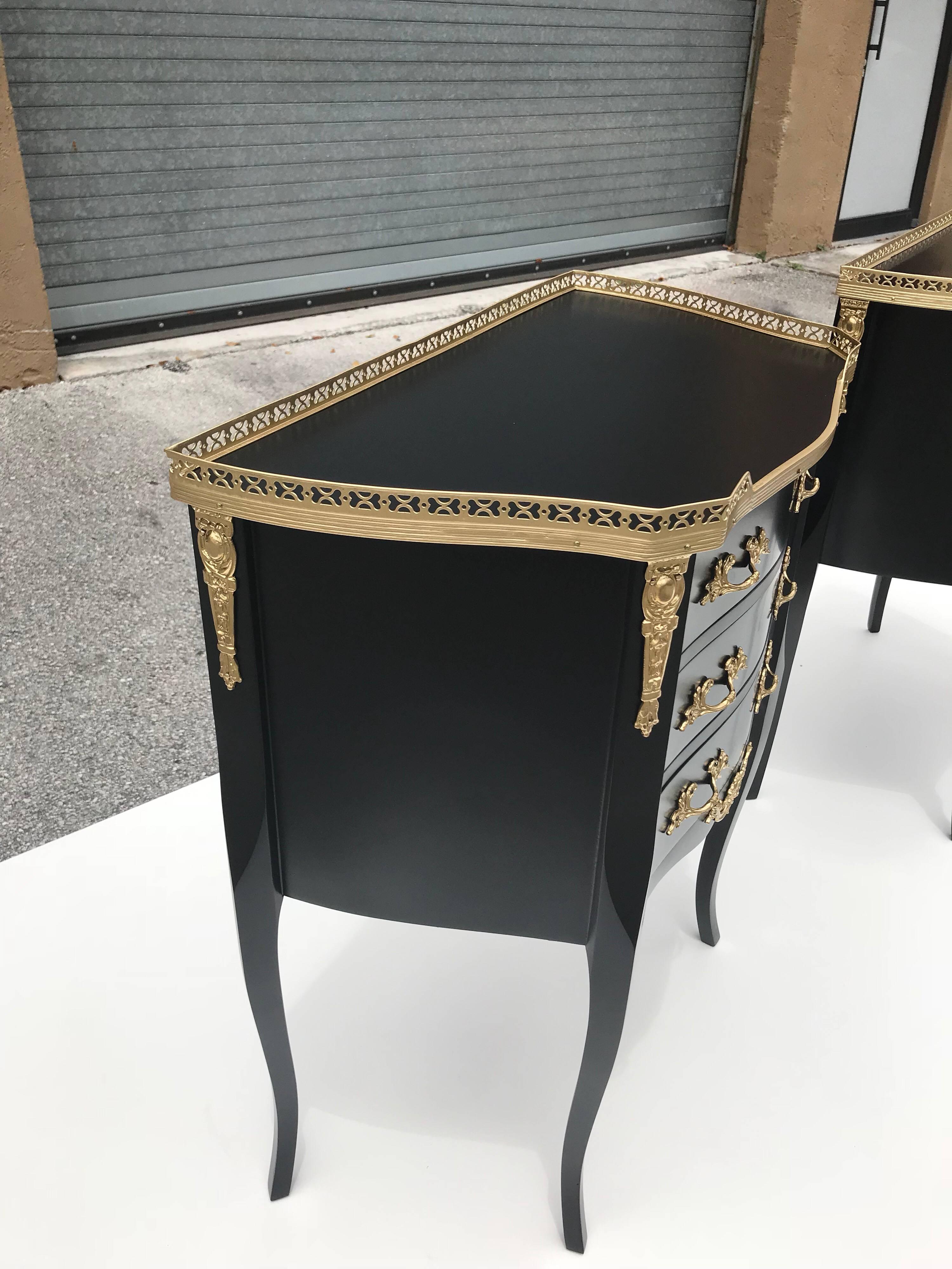 Monumental Pair of French Louis XVI Ebonized Nightstands by Maison Jansen 8