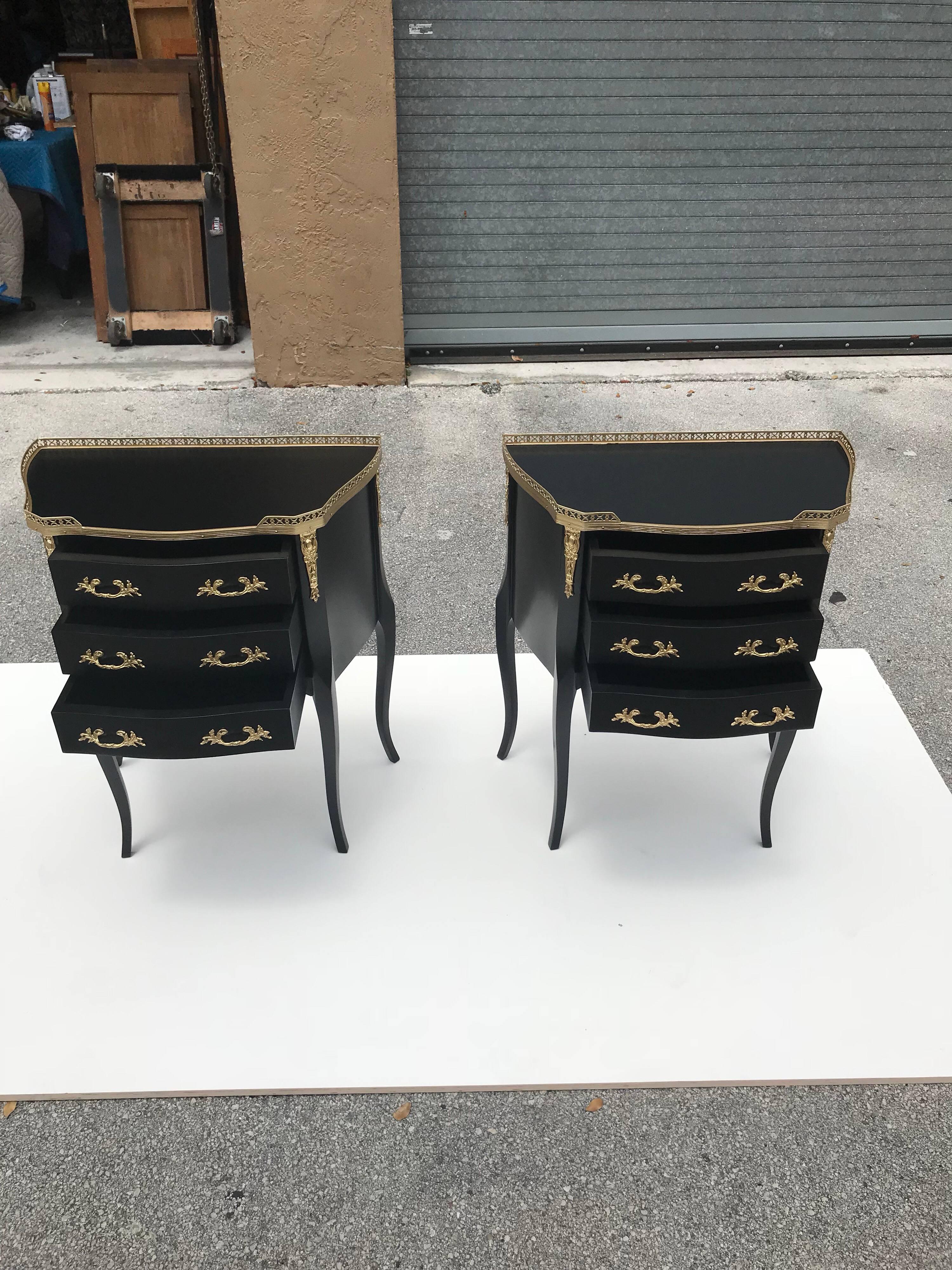 Monumental Pair of French Louis XVI Ebonized Nightstands by Maison Jansen 11