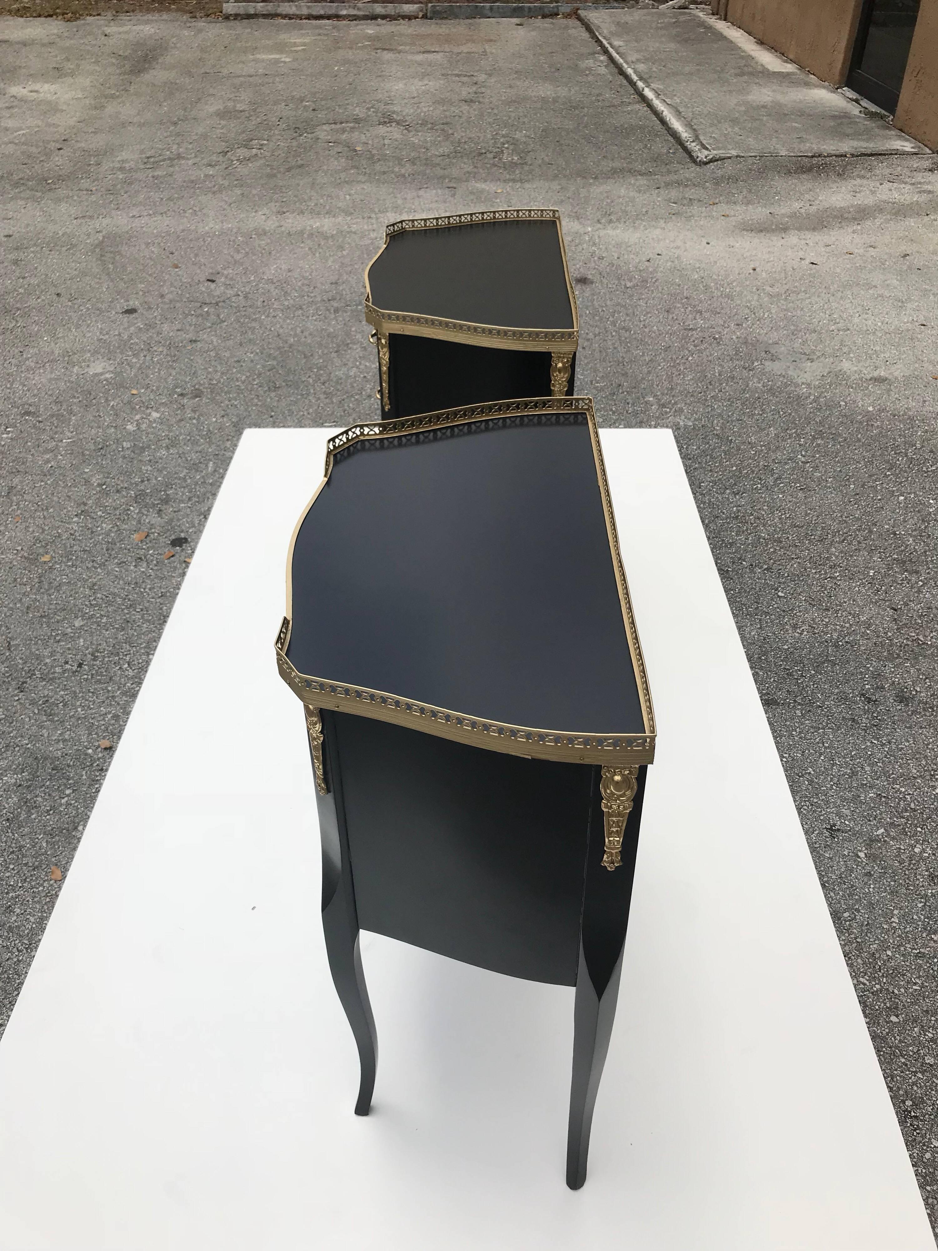Monumental Pair of French Louis XVI Ebonized Nightstands by Maison Jansen 13