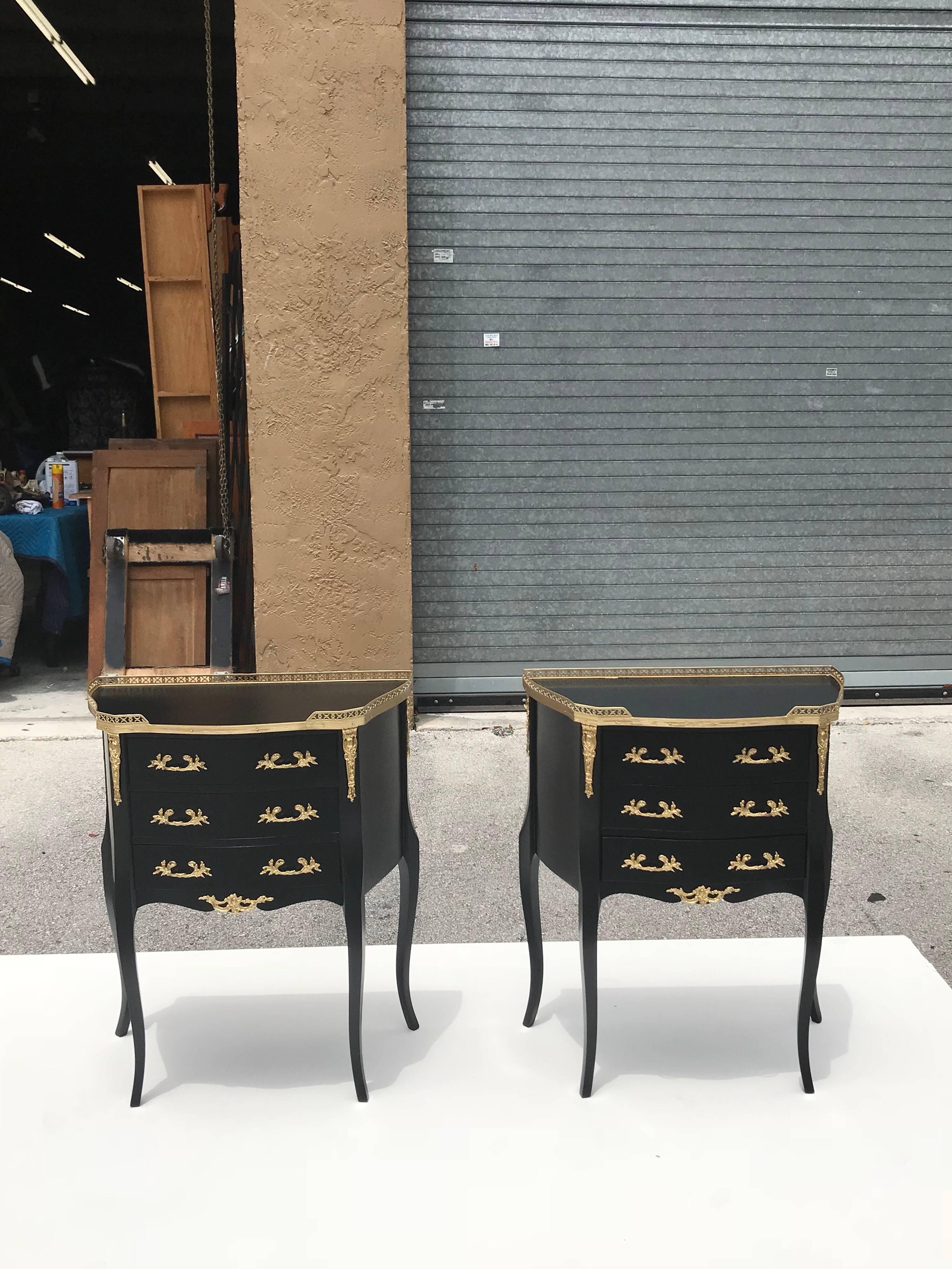 Monumental Pair of French Louis XVI Ebonized Nightstands by Maison Jansen 15