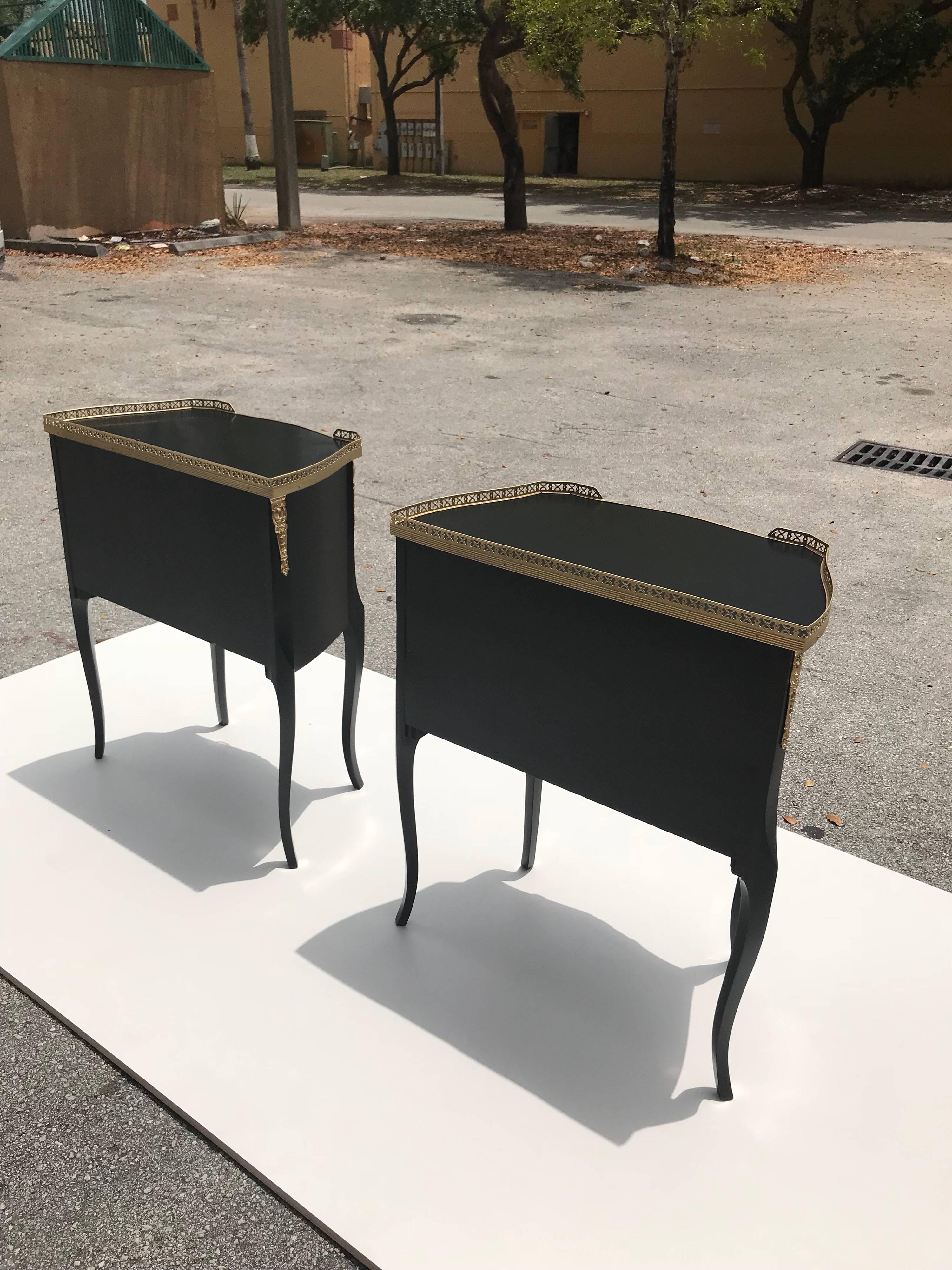 Monumental Pair of French Louis XVI Ebonized Nightstands by Maison Jansen 2