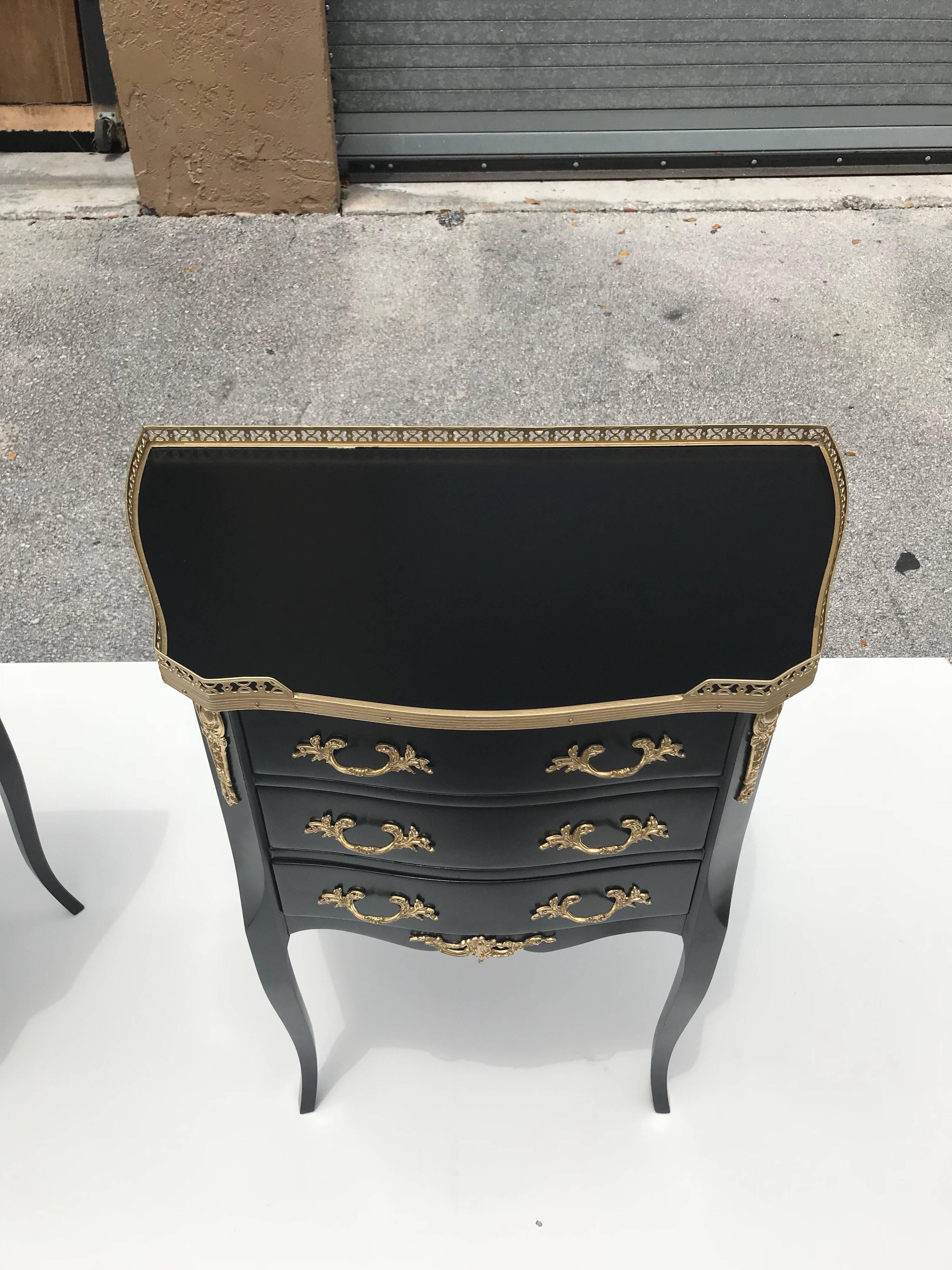 Monumental Pair of French Louis XVI Ebonized Nightstands by Maison Jansen 4