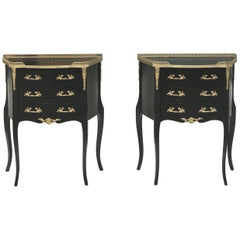 Monumental Pair of French Louis XVI Ebonized Nightstands by Maison Jansen