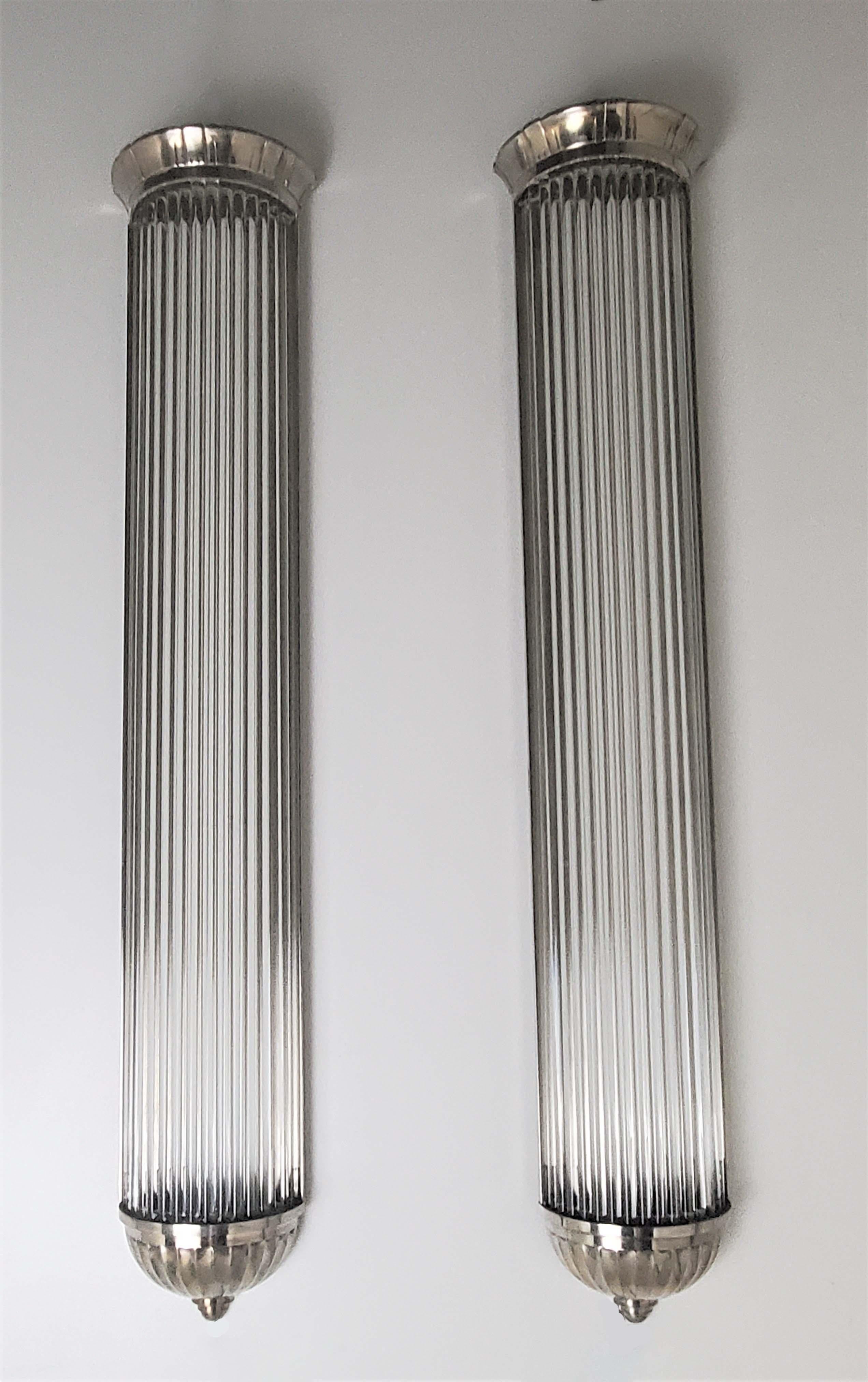 Monumental Pair of French Modernist Long Tubular Sconces by Petitot For Sale 5
