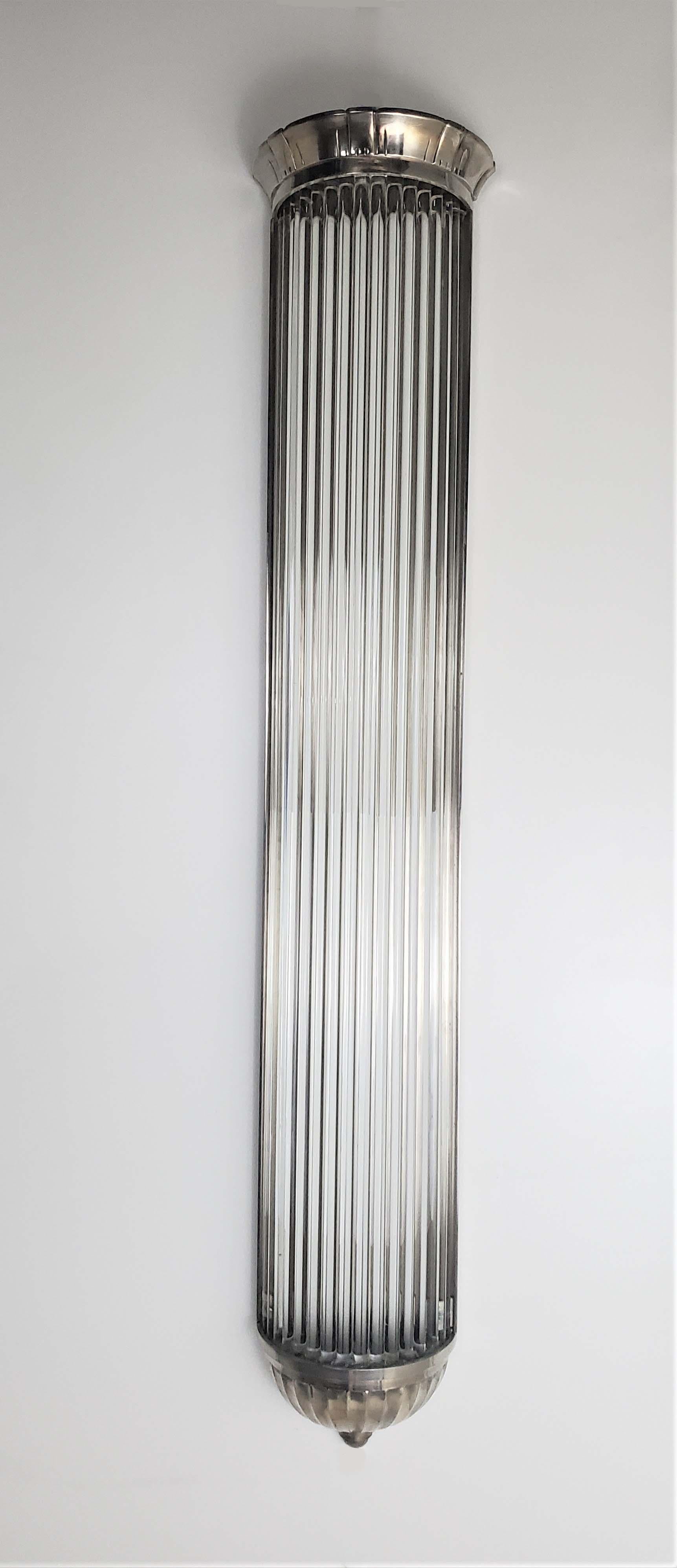Monumental Pair of French Modernist Long Tubular Sconces by Petitot For Sale 8