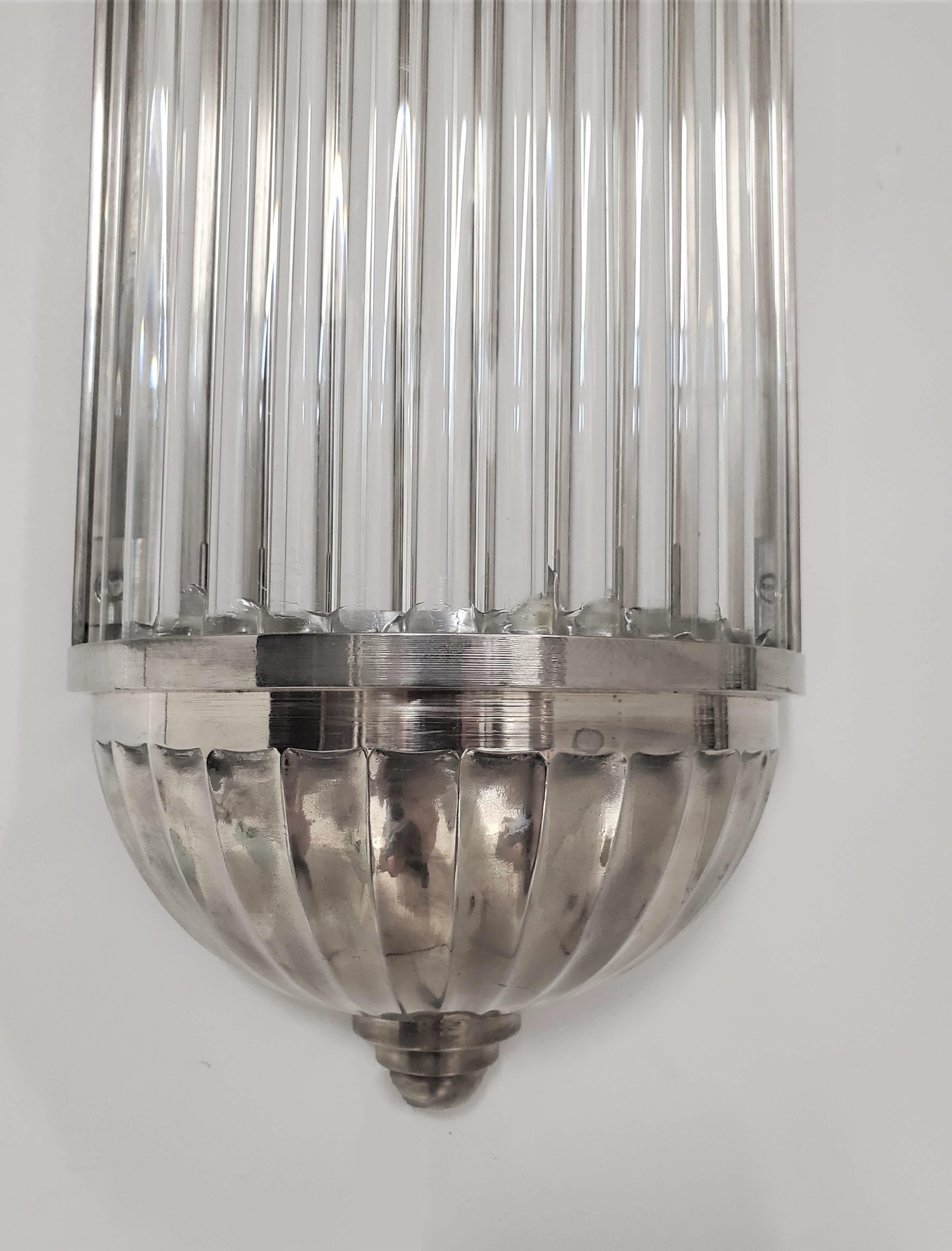 Monumental Pair of French Modernist Long Tubular Sconces by Petitot For Sale 1