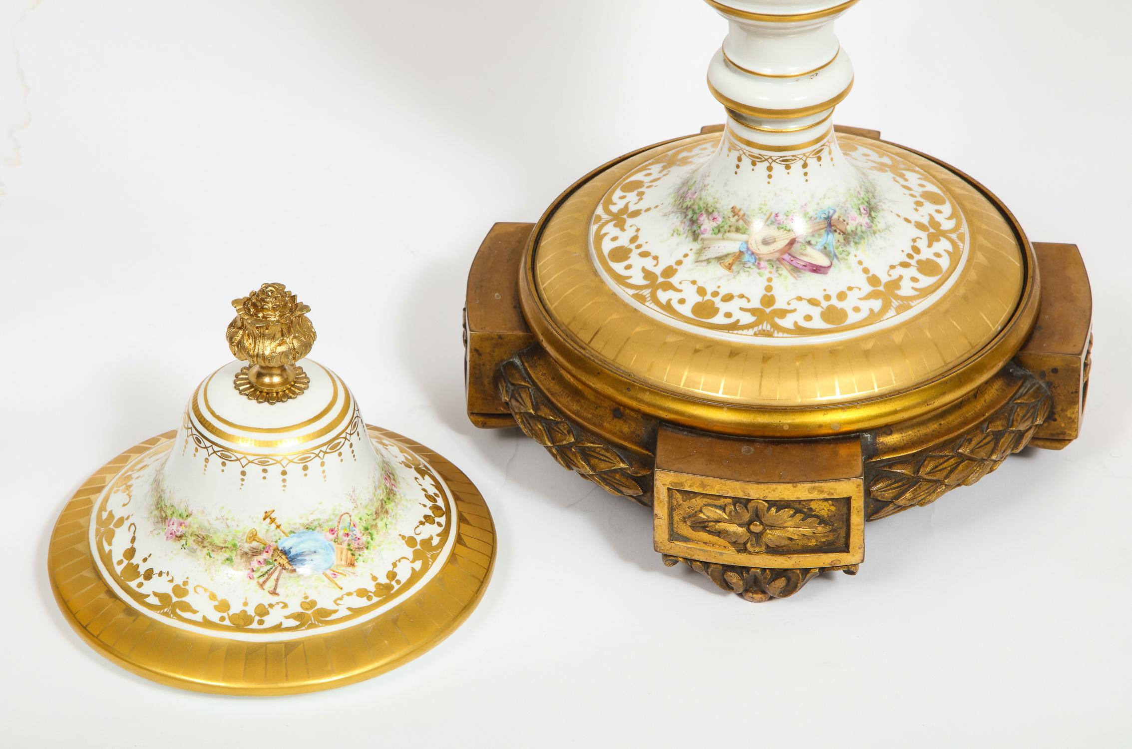 Monumental Pair of French Ormolu-Mounted White Sèvres Porcelain Vases and Covers 10