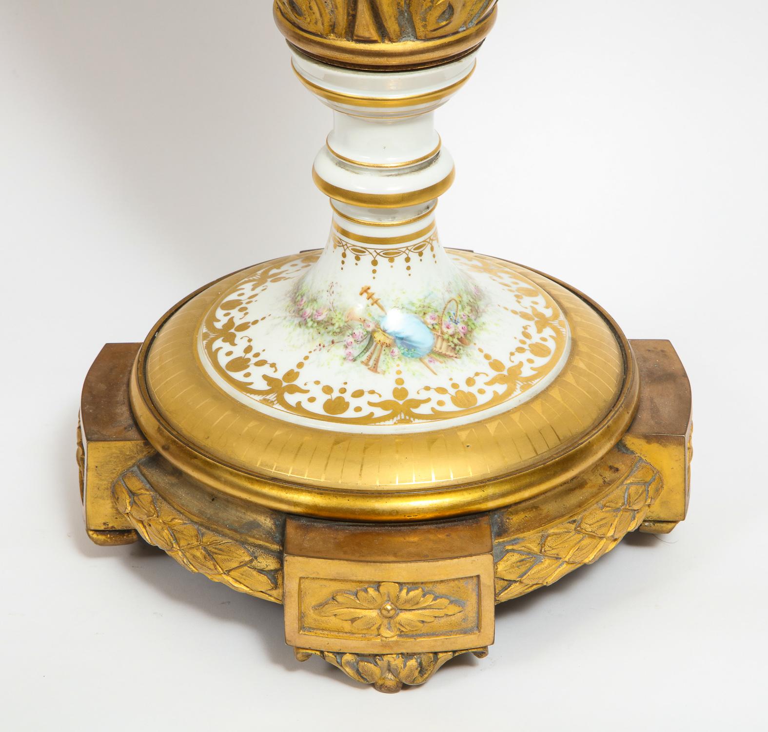 19th Century Monumental Pair of French Ormolu-Mounted White Sèvres Porcelain Vases and Covers