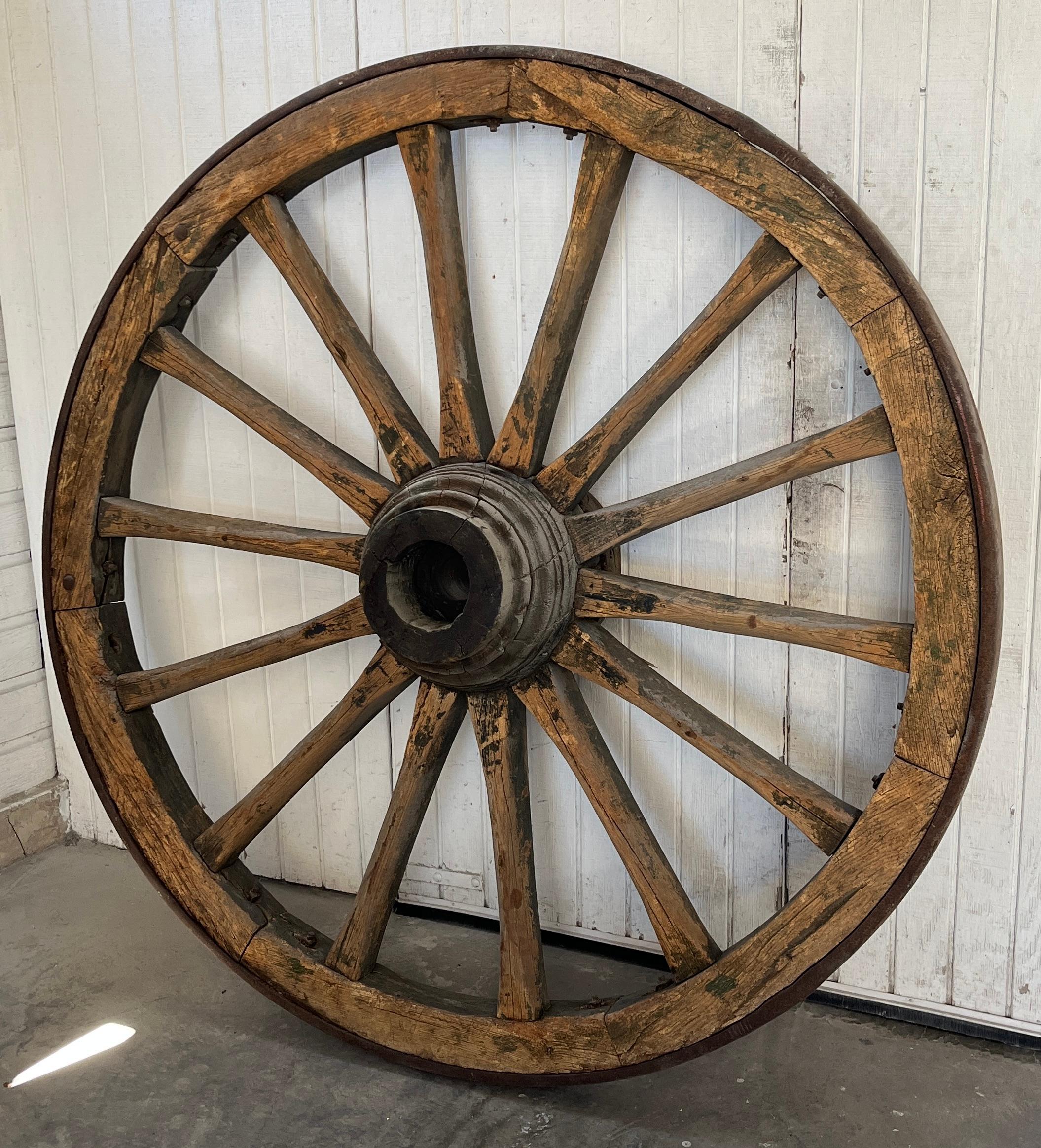 Monumental Pair of French Wagon Wheels For Sale 2