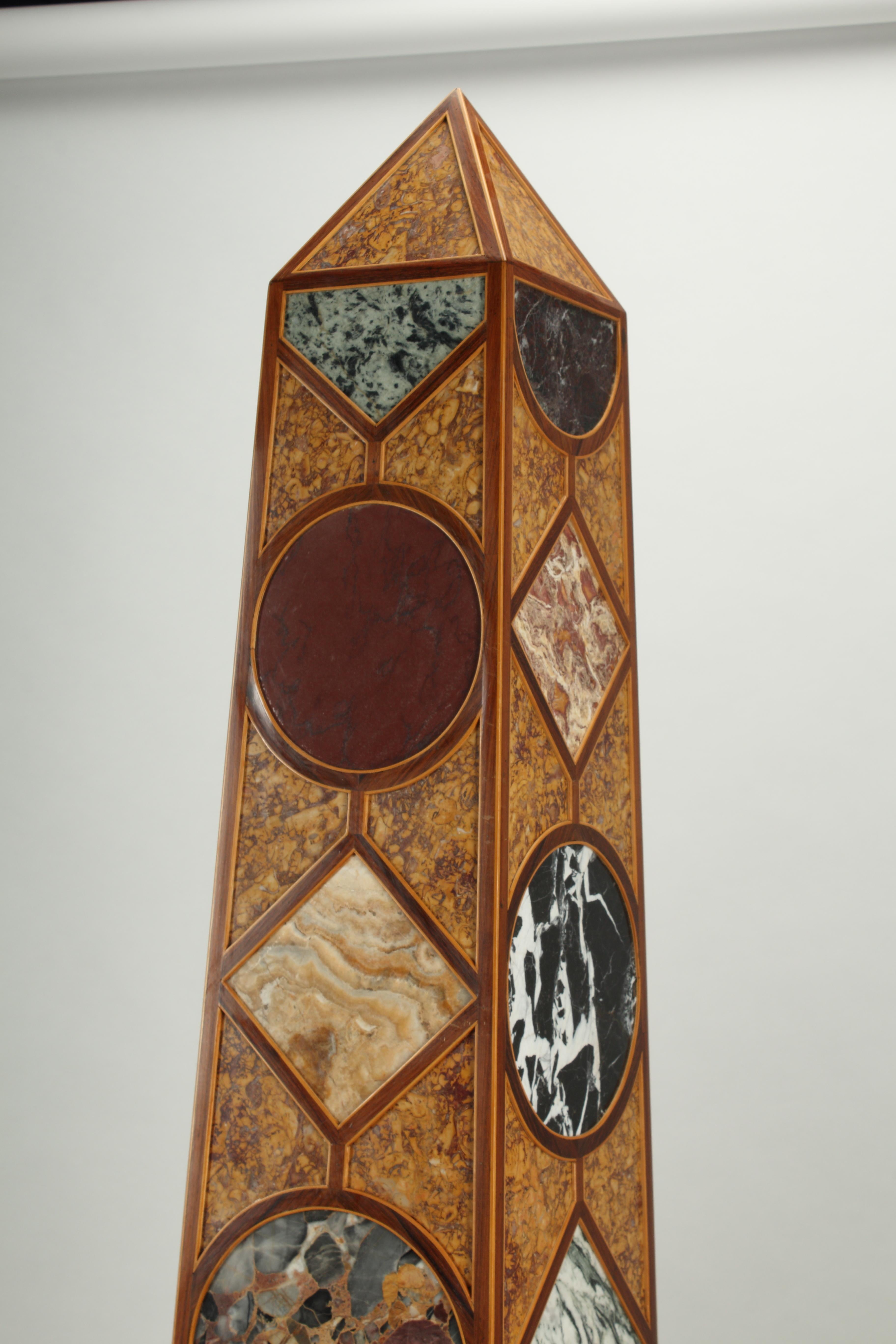 Monumental Marble Inlaid Obelisks, Grand Tour Style For Sale 1