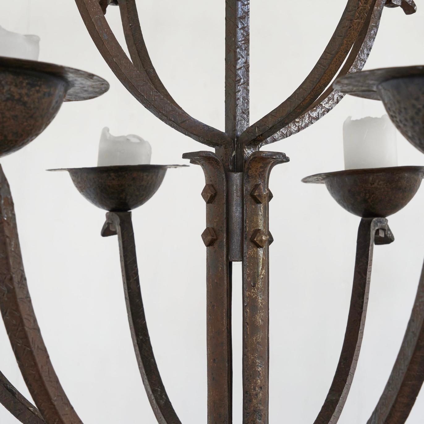 Amsterdam School Monumental Pair of Hand Forged Art Deco Candle Holders 1930s