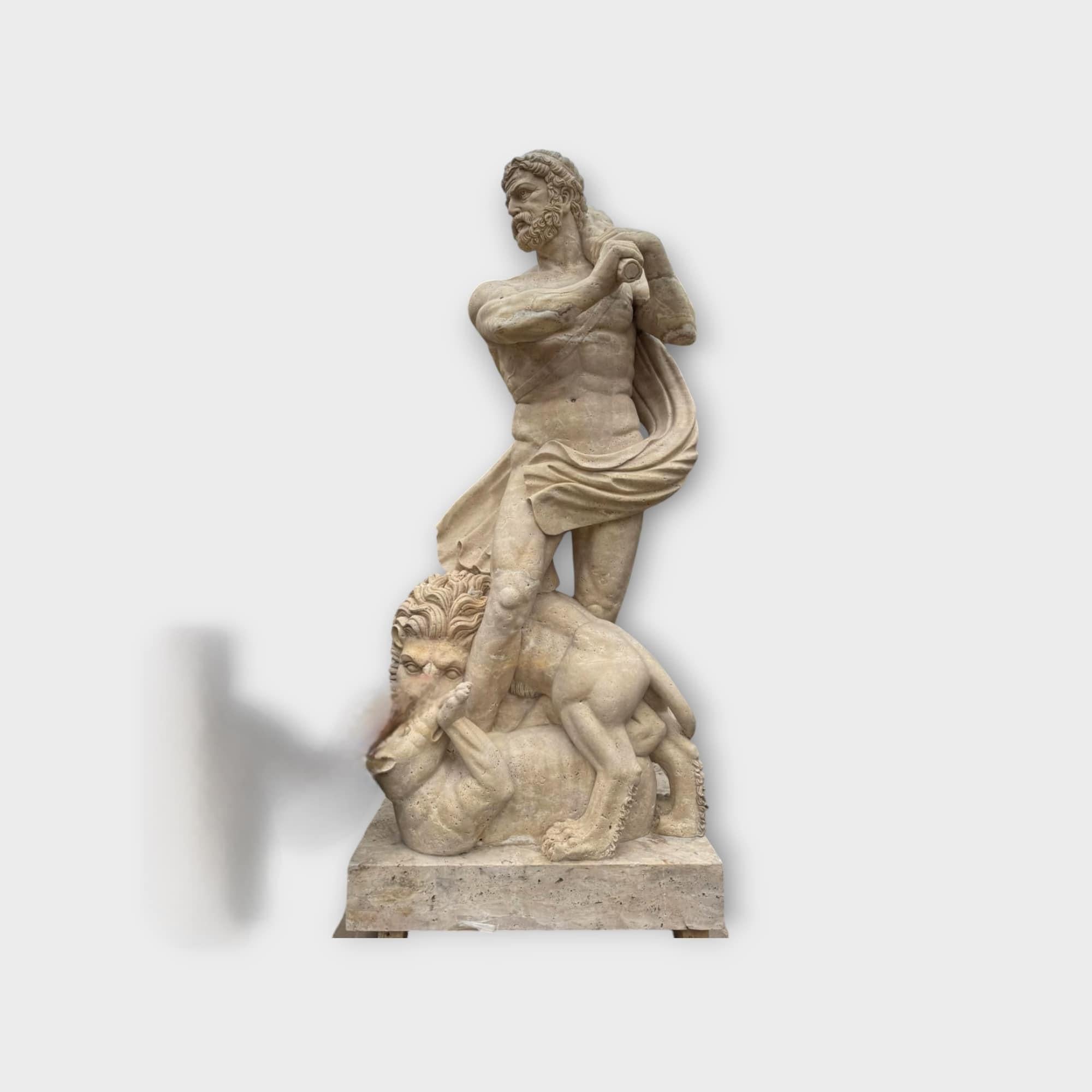 Pareja monumental de esculturas de Hércules en mármol italiano - Finales del siglo XX 280 en venta 6